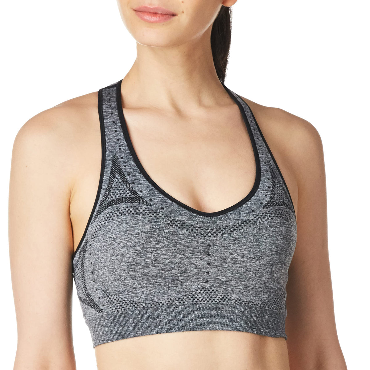 Hanes Sport Womens Seamless Racerback Sports Bra,Ebony Heather,Small