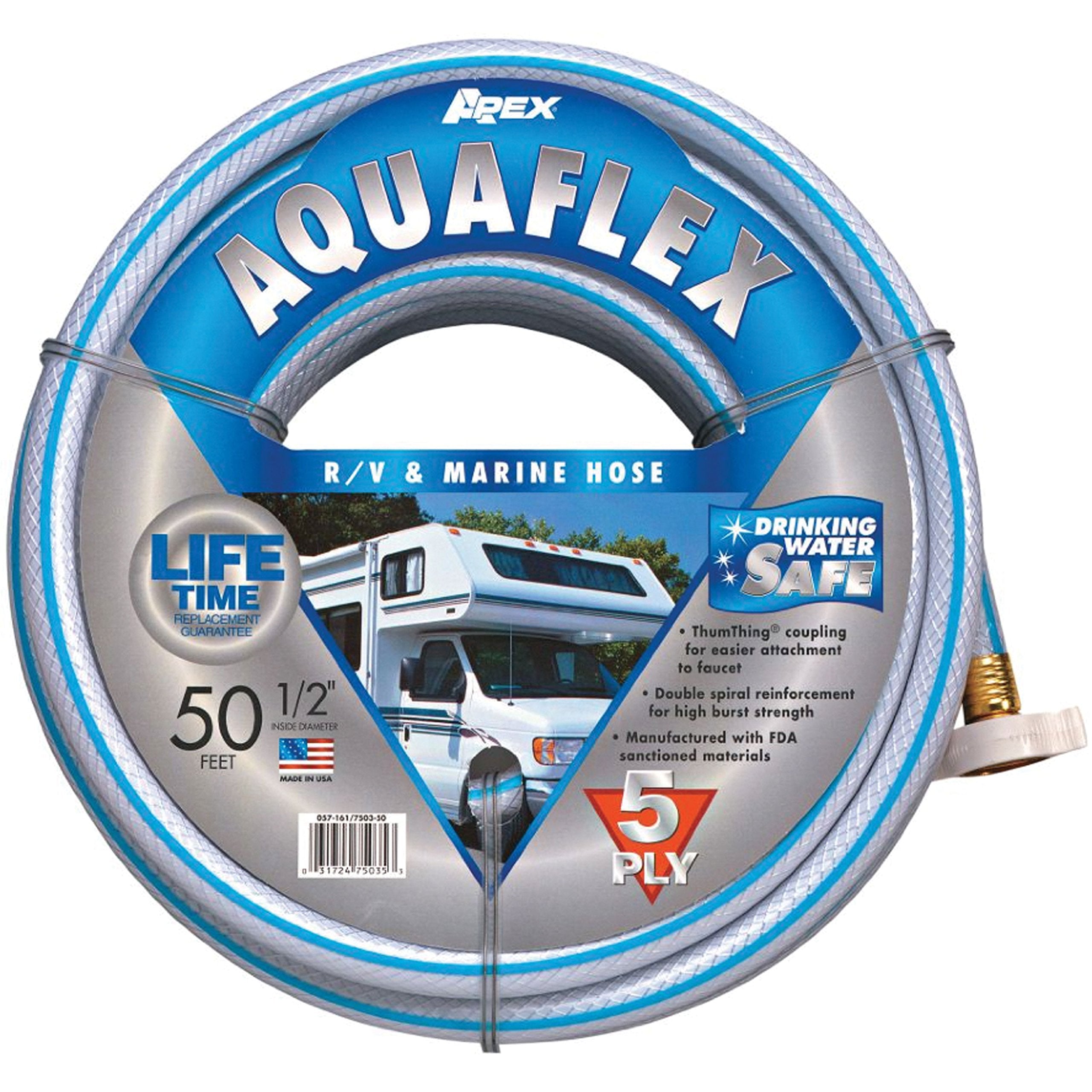 Teknor Apex 7503-50 Aquaflex Rv/Marine Hose - 1/2'' X 50', White