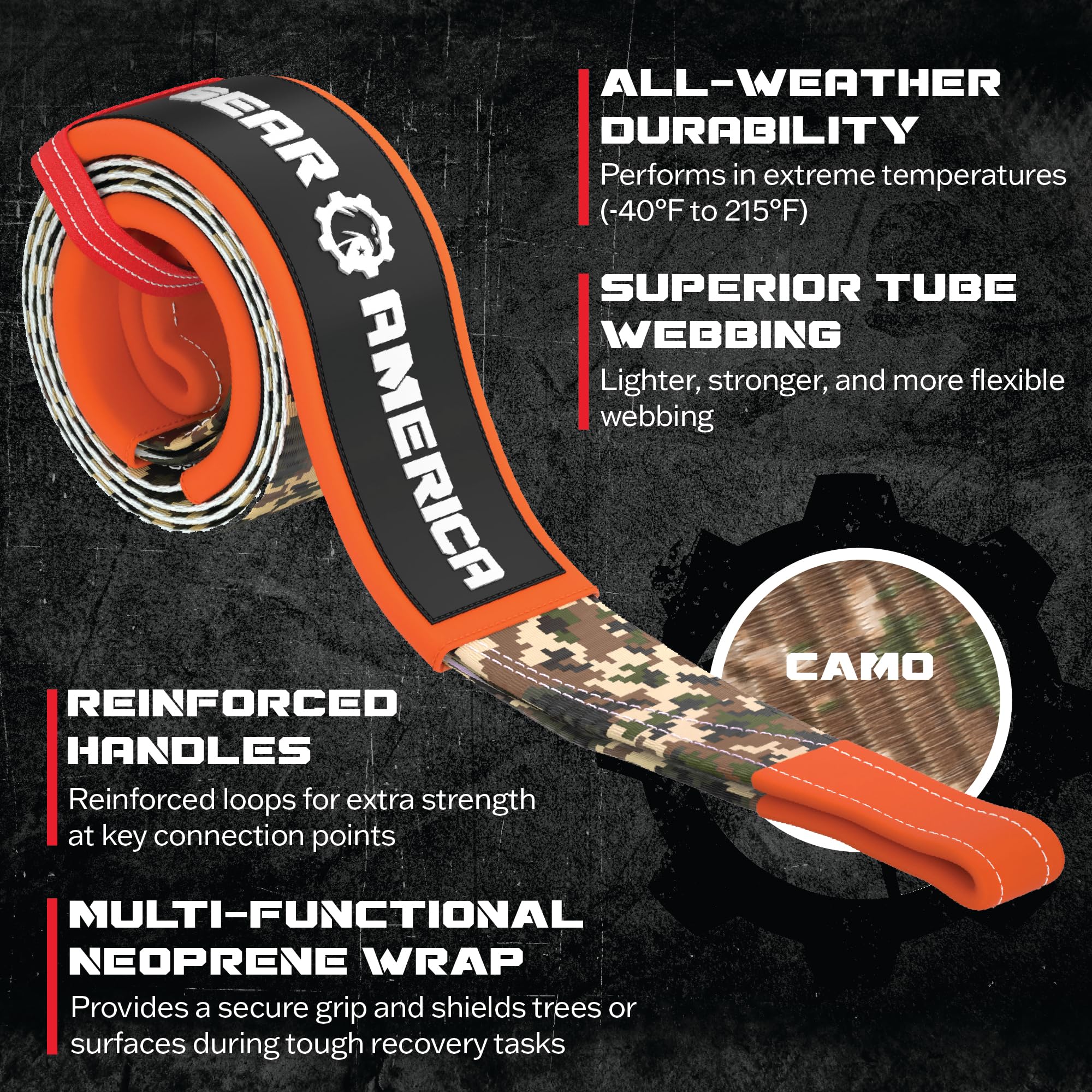 Gearamerica 3''X8' Heavy Duty Tree Saver Towing Sling - Winch Harness With 35,053 Lbs Break Strength - Recovery Rope For Offroad