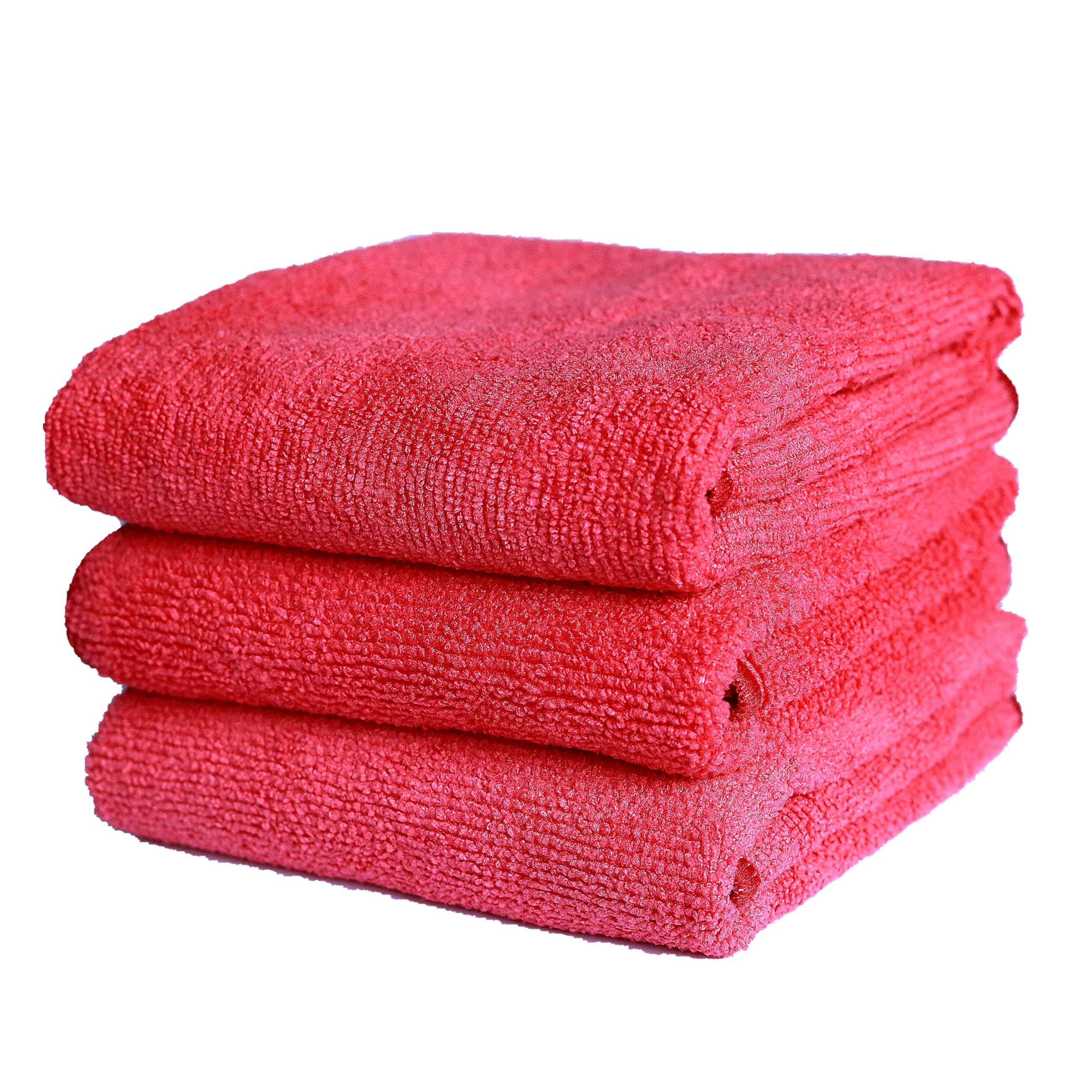 JOPASU Microfibre Cloth 320 GSM (Set of 3 Red) (40x40 cms) for Cleaning, Polishing, Washing, Detailing of Cars, Bikes, Kitchen &