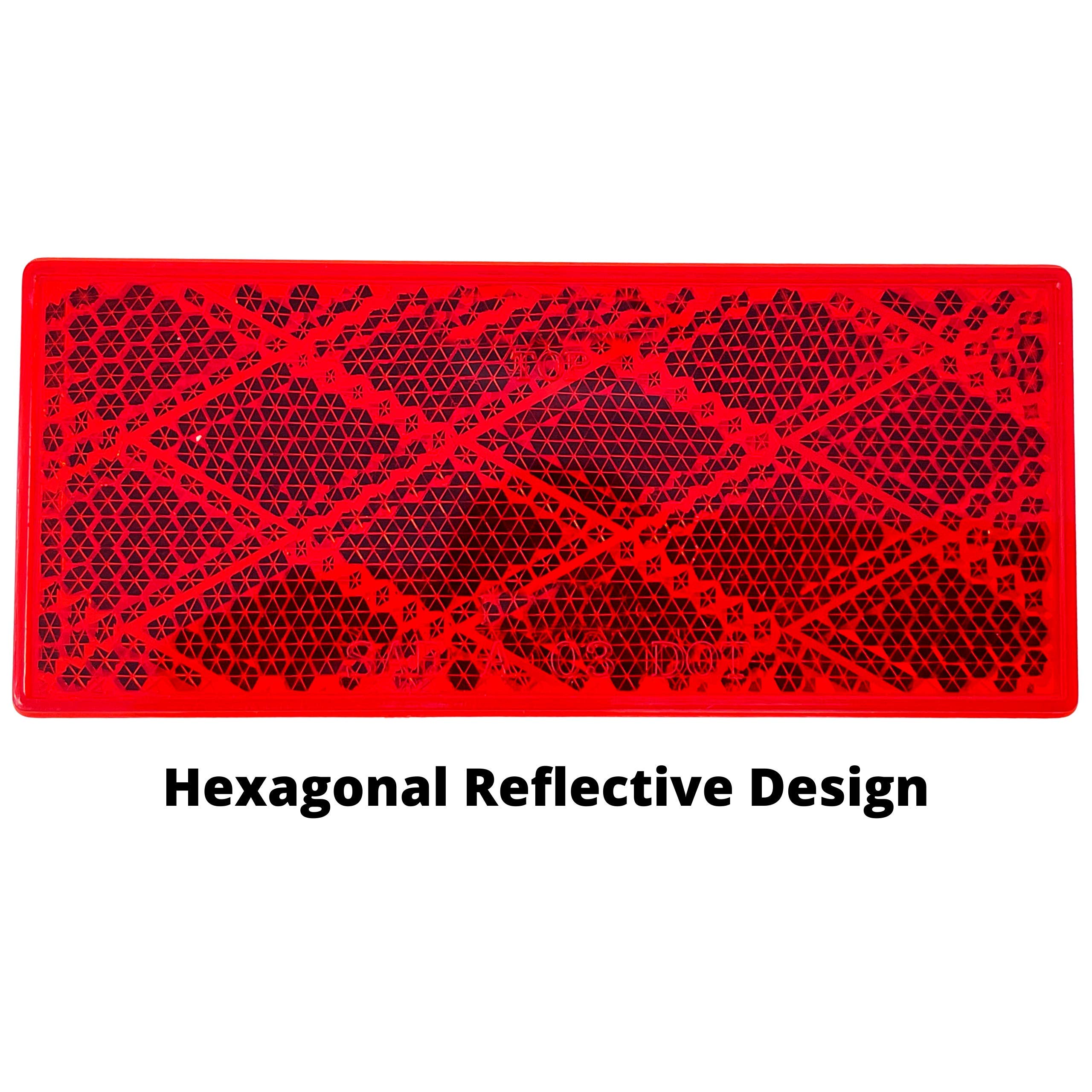 All Star Truck Parts] 10X Red Class A 80Mm X 35Mm 3.14'' X 1.4'' Rectangular Reflector Strong Stick-On 10 Pack For Trailers Truc