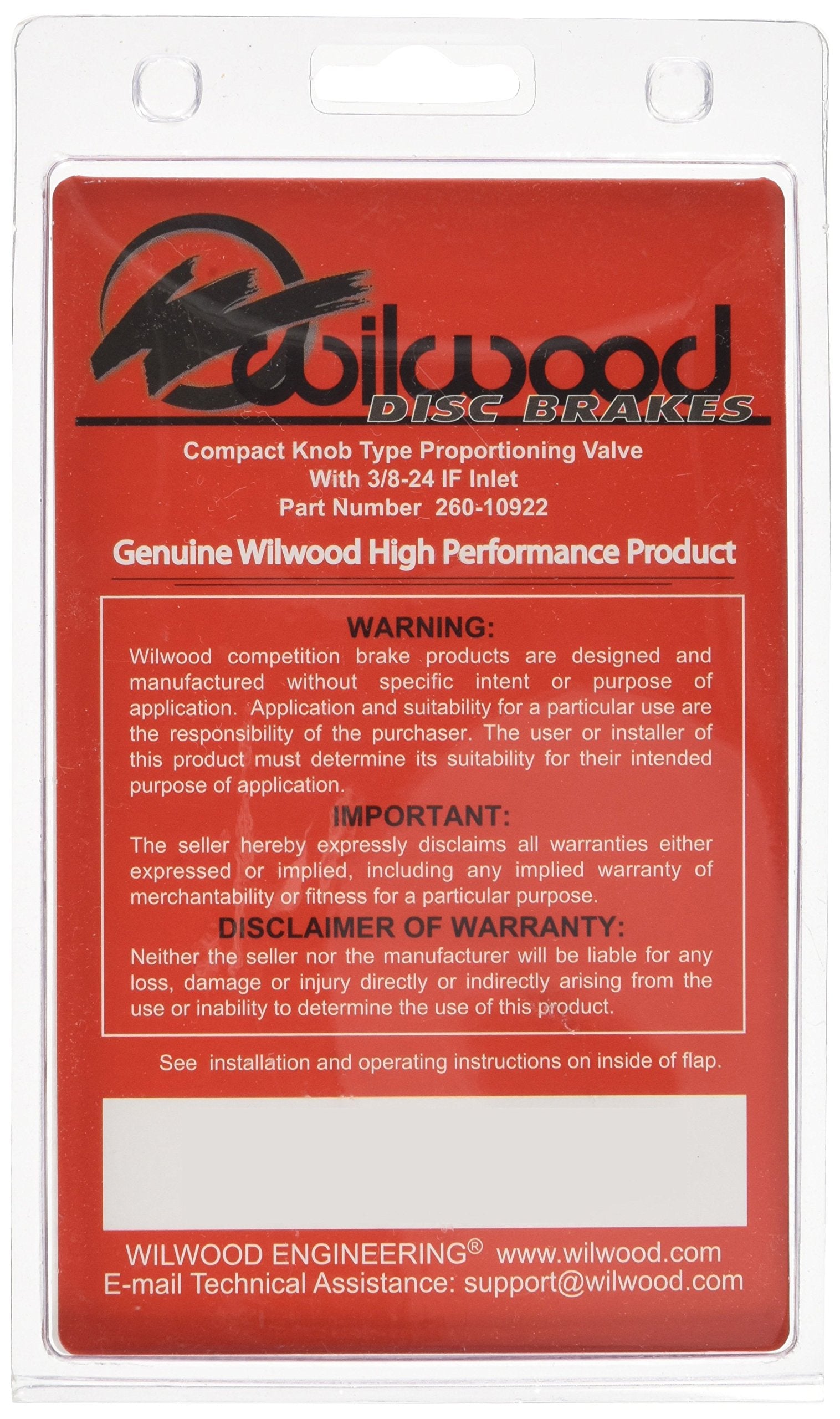 Wilwood Proportioning Valve, 3/8-24 in Inverted Flare Female Inlet, 3/8-24 in Inverted Flare Female Outlet, Adjustable 100-1000 psi, Knob Type, Aluminum, Each, Natural