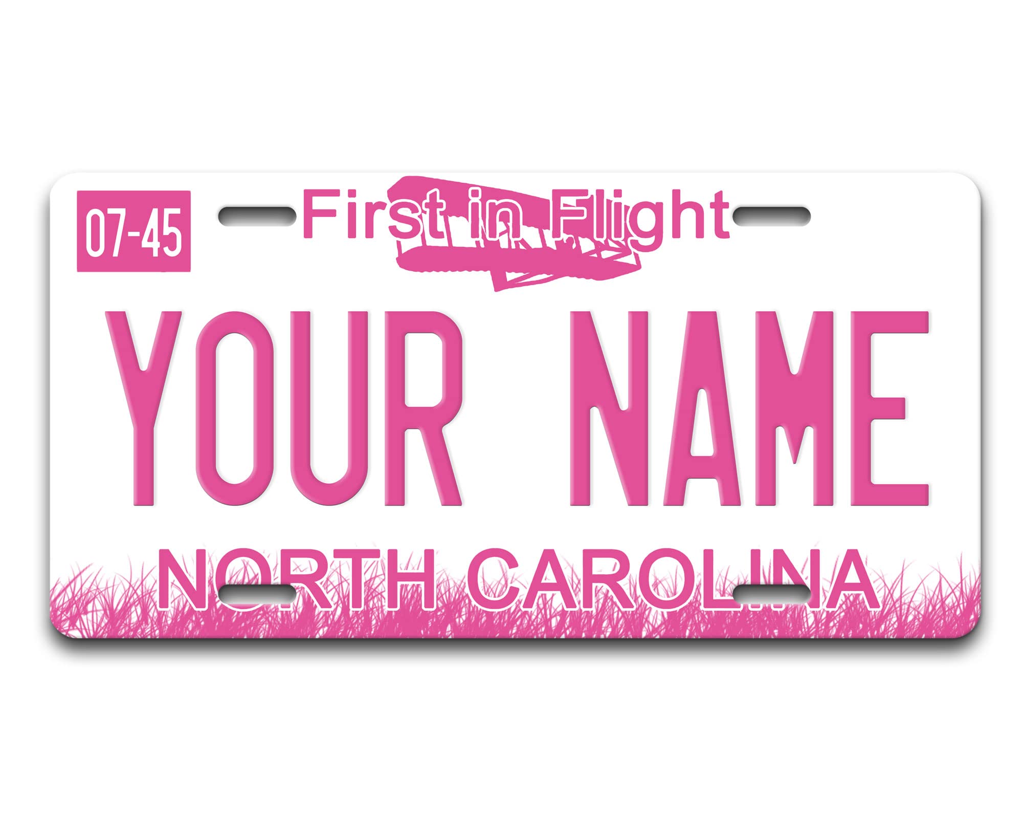 Brgiftshop Personalized Licence Plate North Carolina Pink Holiday 2021 State Car Vehicle 6X12 Inches Custom Name Auto Tag (All States Available)