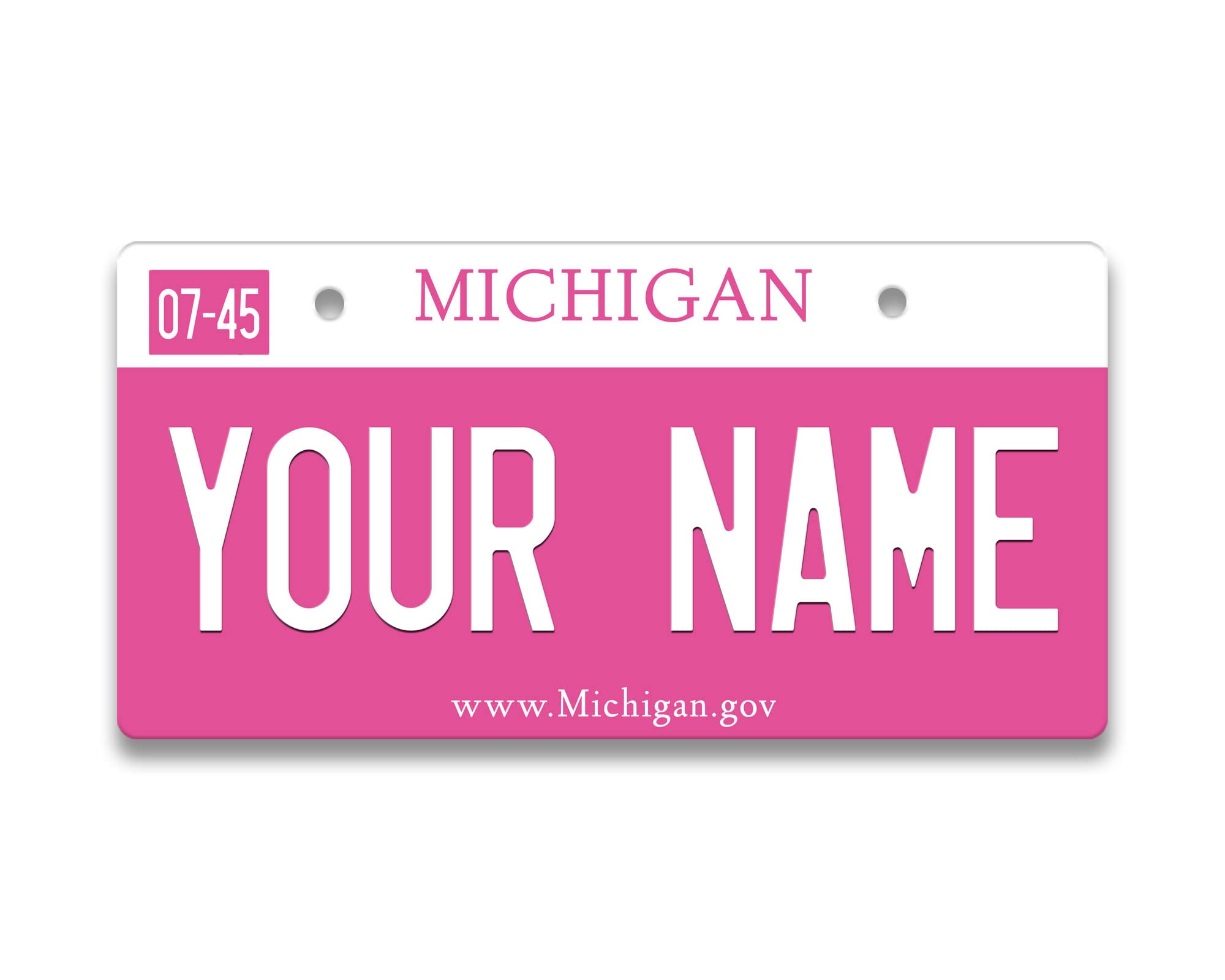Brgiftshop Personalized Motorcycle License Plate Michigan Pink Holiday 2021 State 4X7 Inches Custom Name Moped Golf Cart Auto Tag