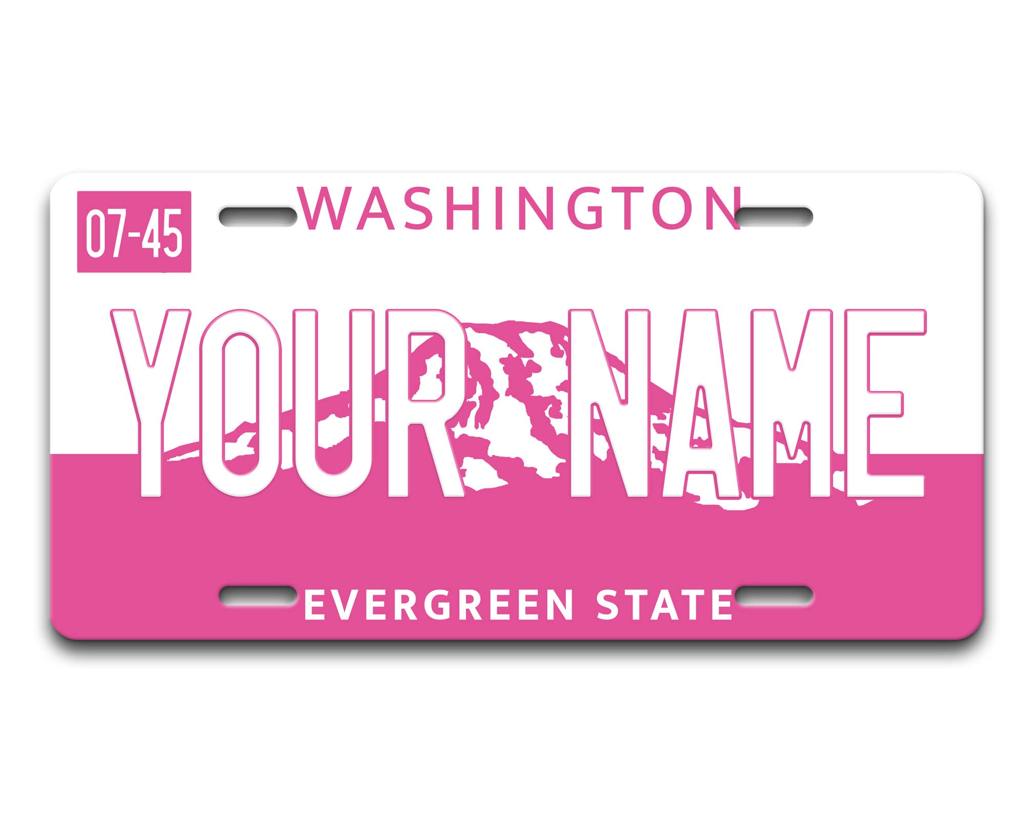Brgiftshop Personalized Licence Plate Washington Pink Holiday 2021 State Car Vehicle 6X12 Inches Custom Name Auto Tag (All States Available)