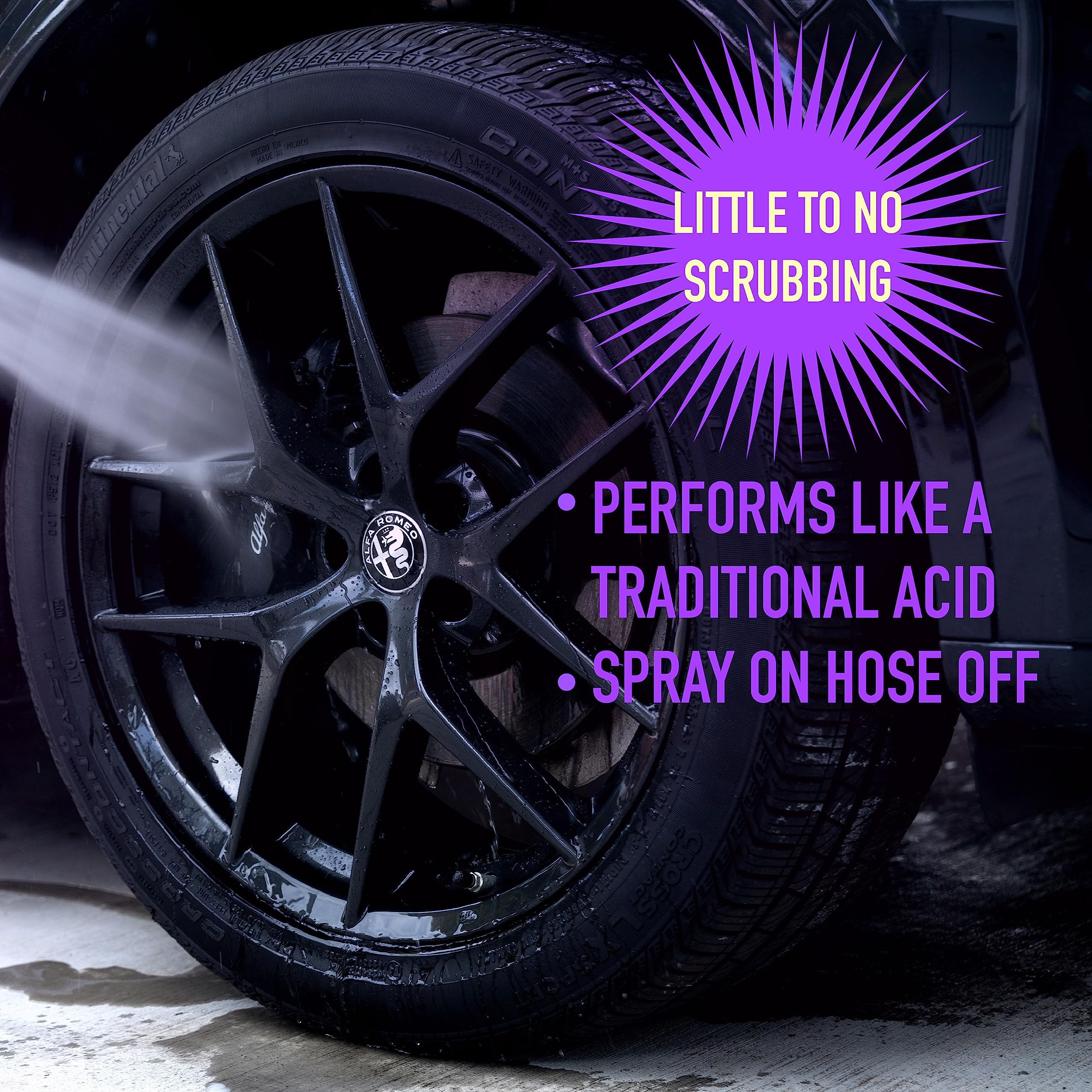 Nanoskin SPEEDY BRITE Wheel & Tire Cleaner Spray - 16 Oz, Purple, RTU for Effective Car Detailing, Works with Wheel & Tire Brushes