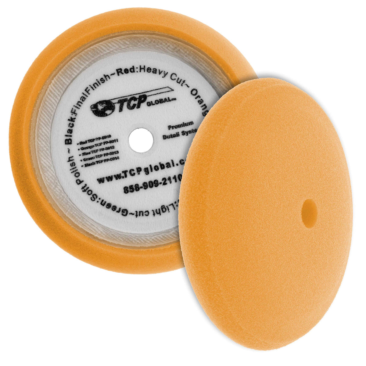 Tcp Global 8'' Orange Foam Buffing Pad Coarse Cutting Polish Hook & Loop - Standard Grade Cutting Pad