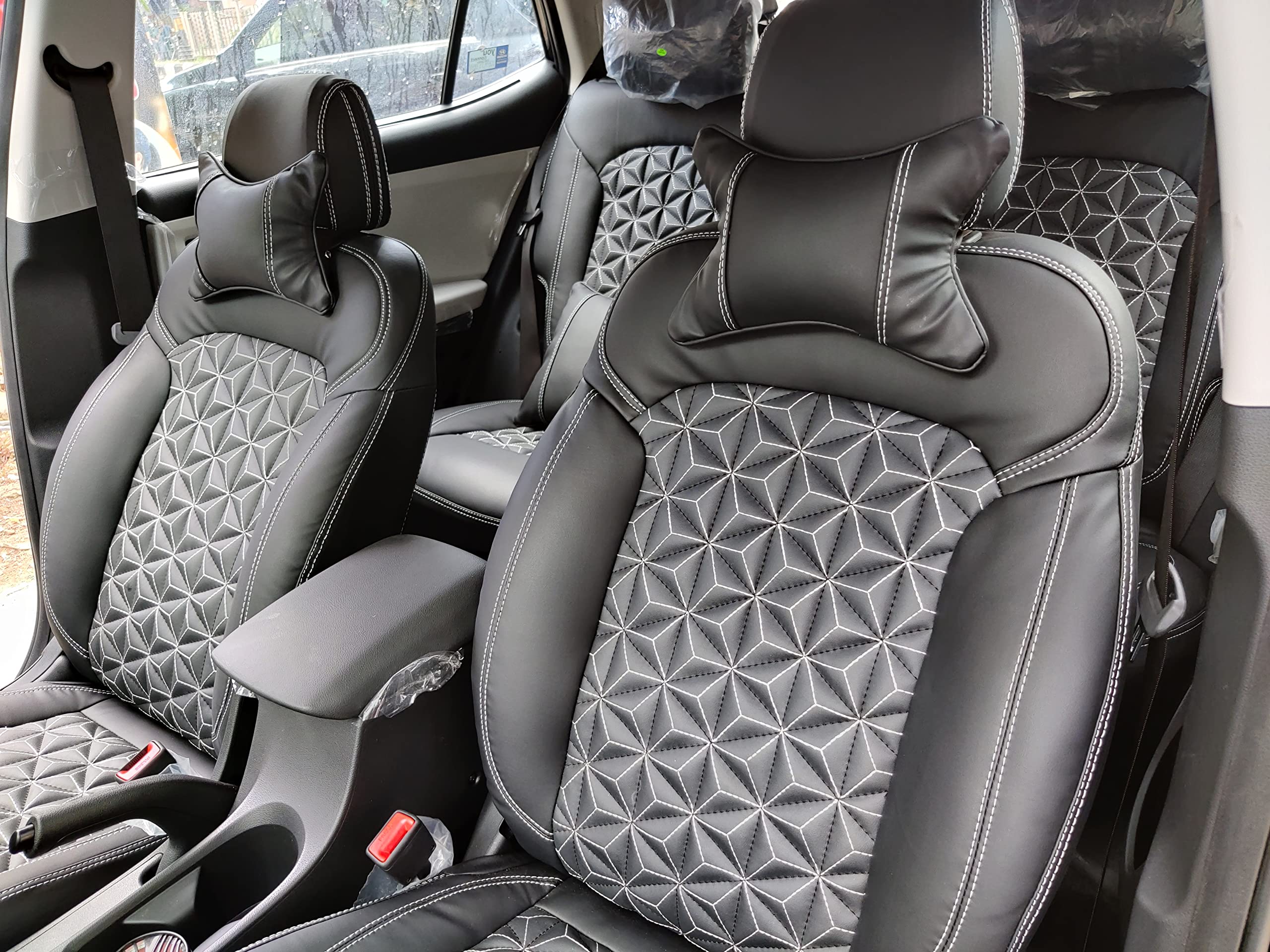3D FRONTLINE PU Leather Best Fit Black Car Seat Cover Compatible with Hyundai Creta New 2020 Onwards