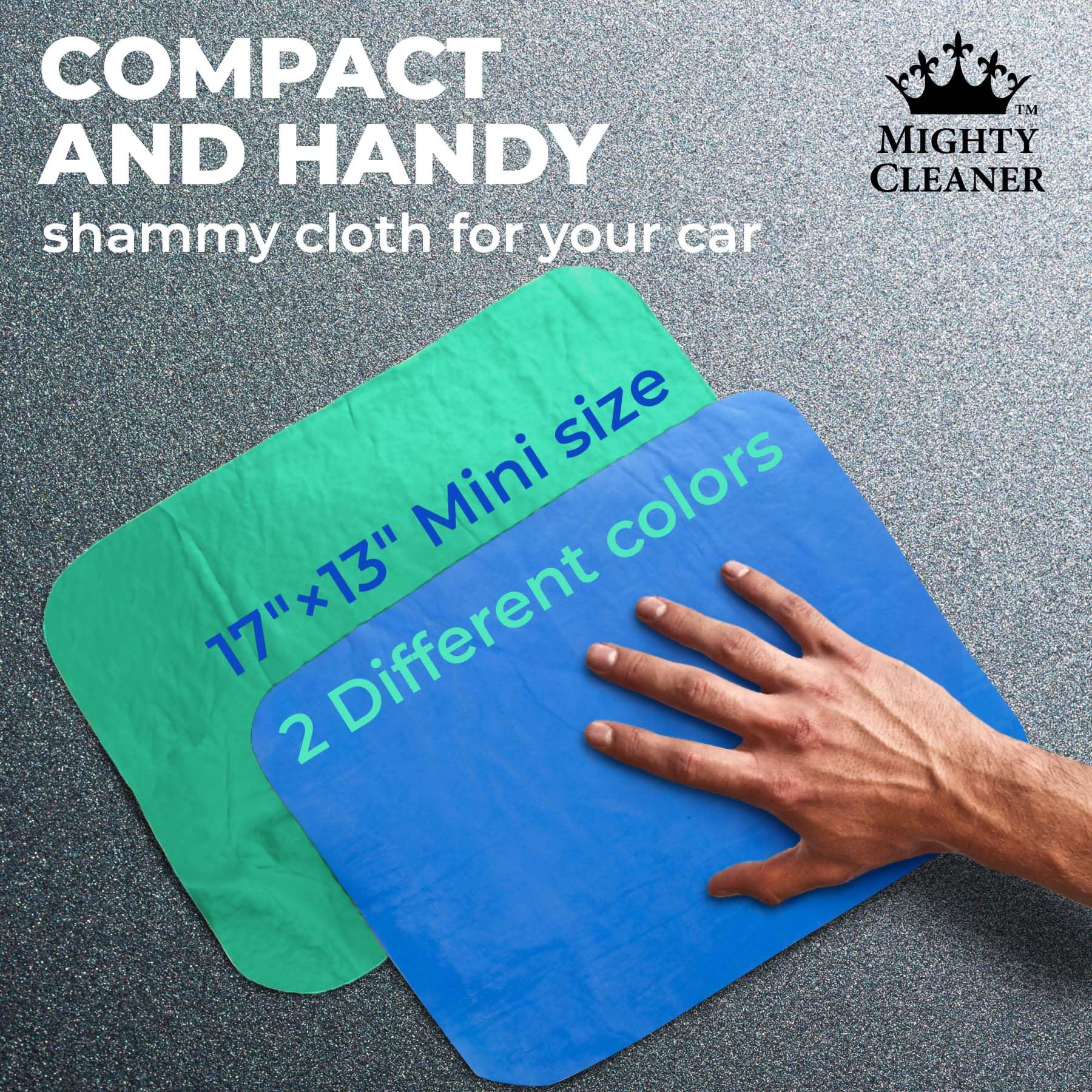 Premium 2Pk Mini +1 Free Shammy Cloth For Car Drying - (17   X13   ) - Super Absorbent Chamois Towel For Car - Reusable Shammy T