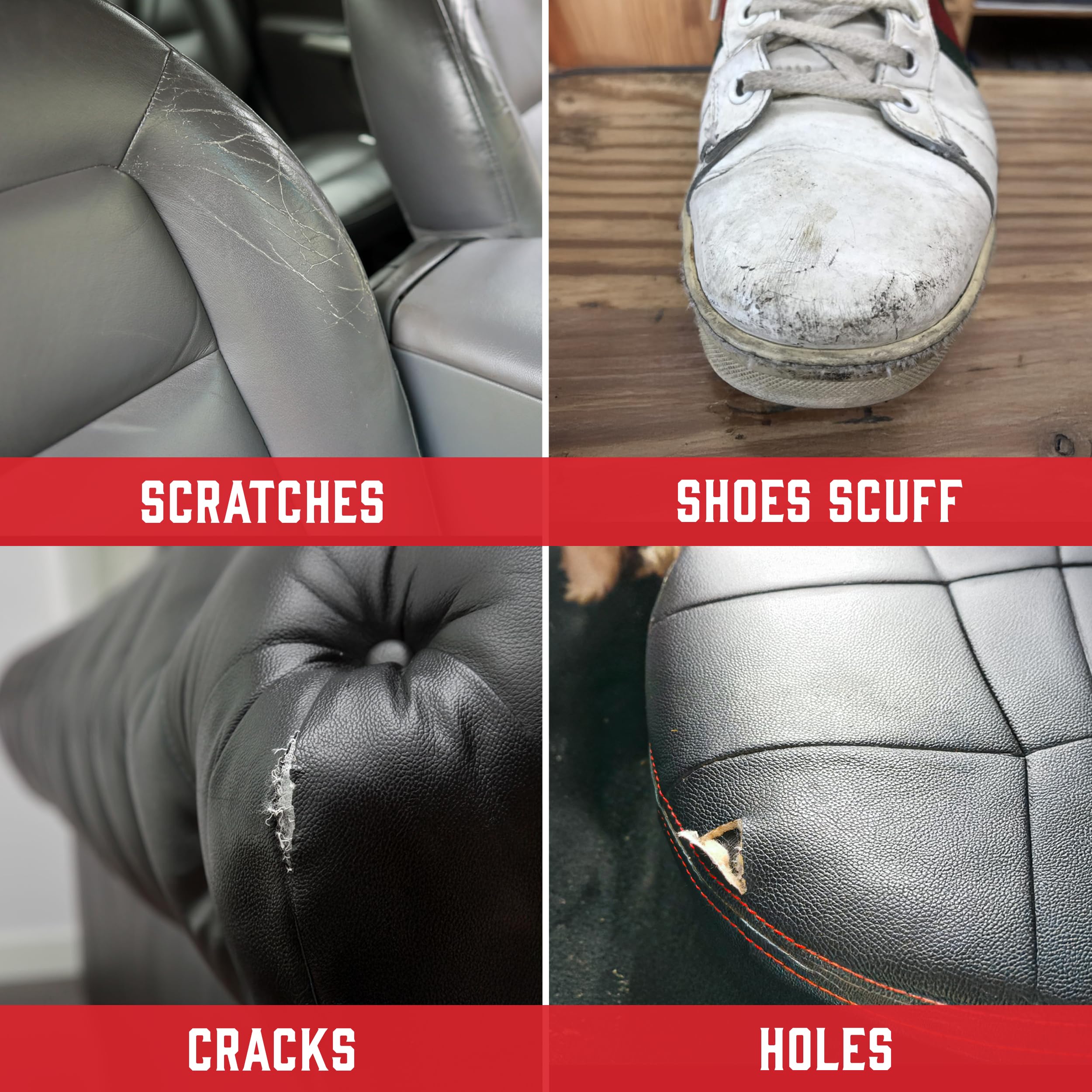 Leather Filler for Filling or Repairing Holes, Tears, Cracks, Scratches, for Leather Car Seats, Furniture, Shoes- Flexible with