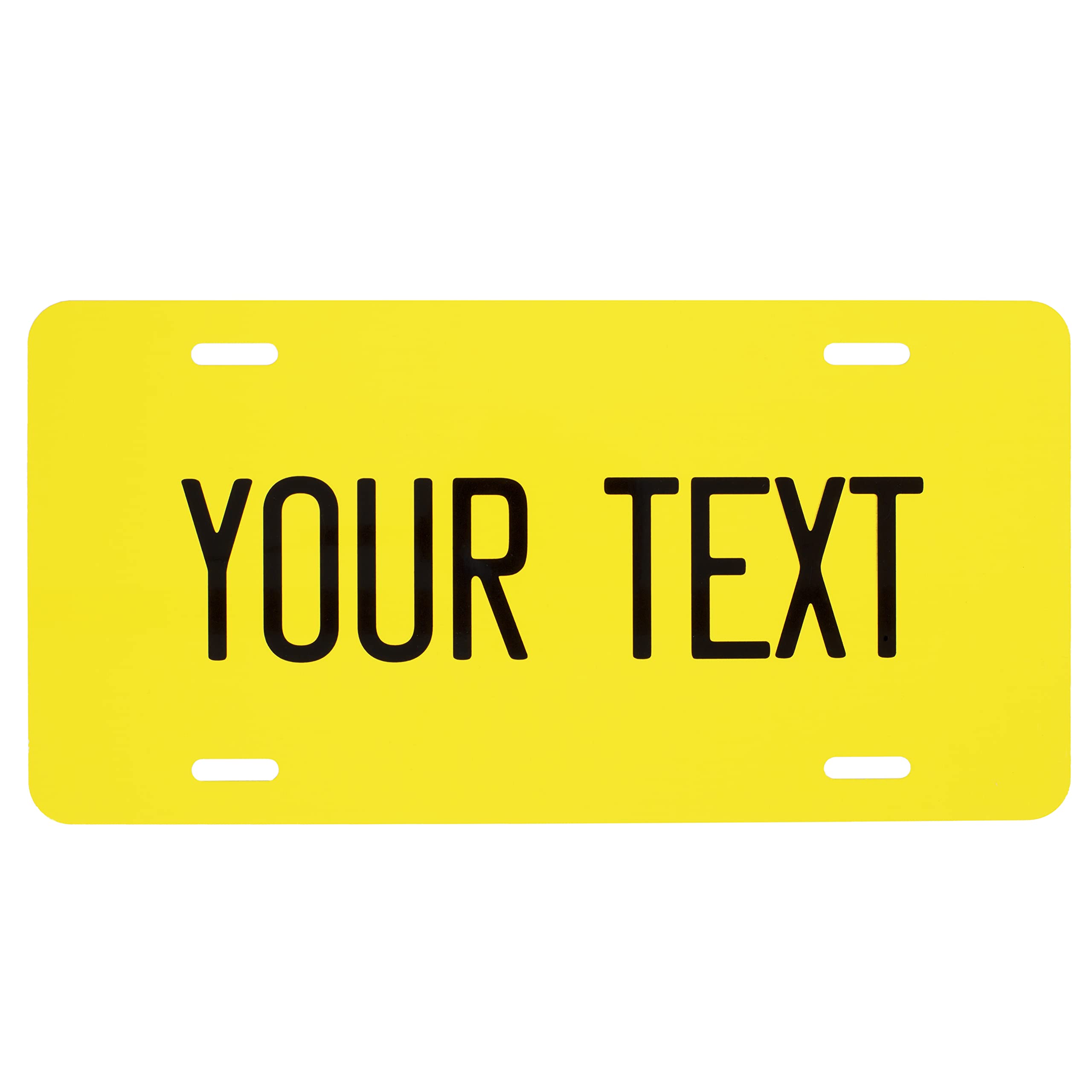 Custom License Plate For Front Of Car - Personalized Car Tags - 6” X 12” Universal Fit (Yellow)