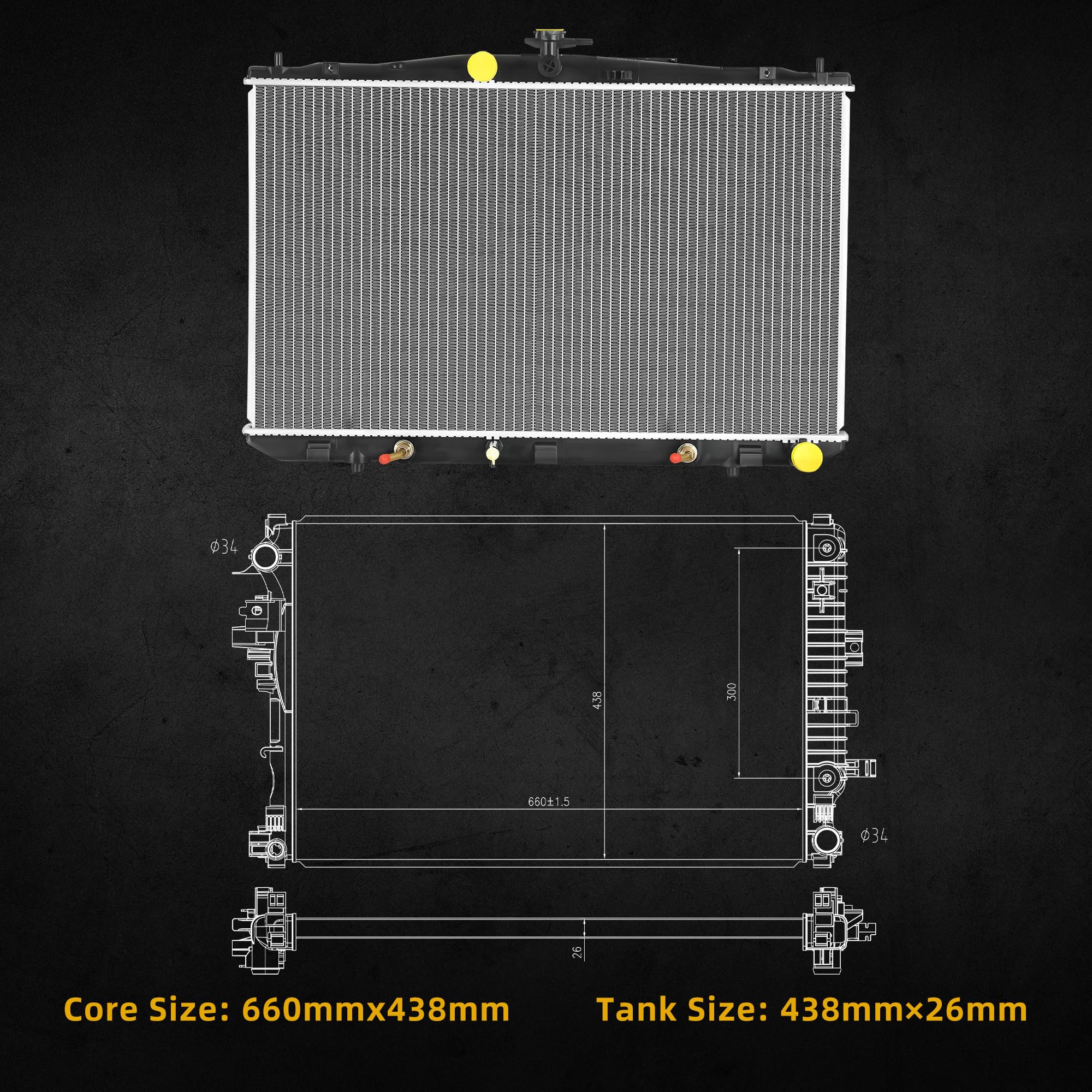 Dwvo Radiator Compatible With 2016-2018 Chevrolet Malibu 2017-2019 Buick Lacrosse 1.5L 3.6L V6 L4