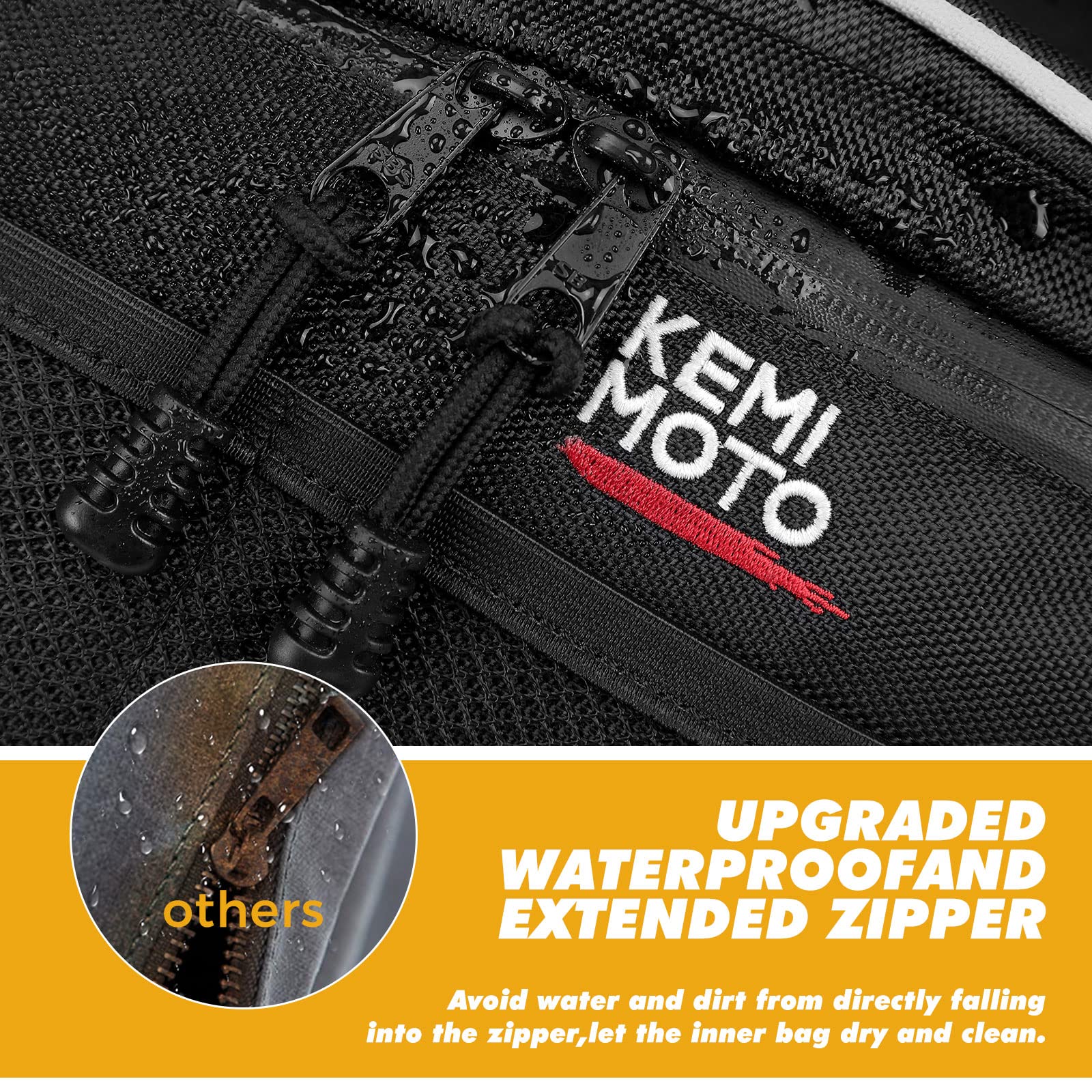 KEMIMOTO PRO XP 4 Rear Door Bags Storage Bags Rear Bed Gear Tool with Removable Knee Pad & PVC Wear Resistant Zippers Compatible