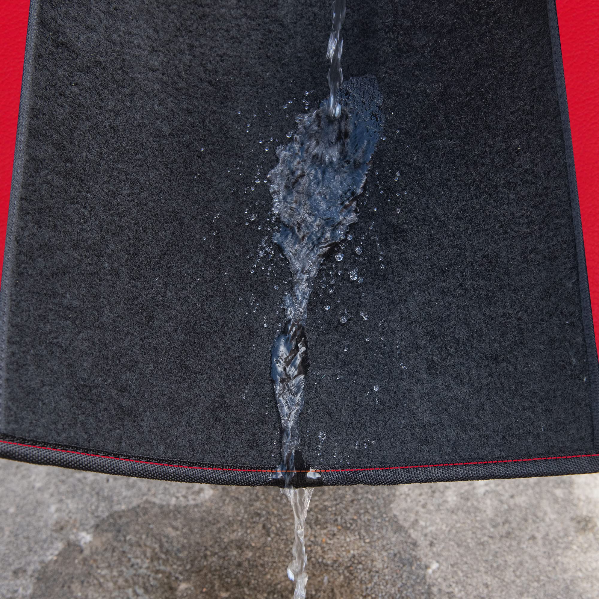 Car Pass® Waterproof Universal Faux Leather 3Row Car Floor Mats, Red Car Mats Fit For Suv,Vans,Sedans, Trucks,Set Of Vehicles Car Carpet With Driver Heel Pad And Anti-Slip Nibs Backing (Red 3Row)