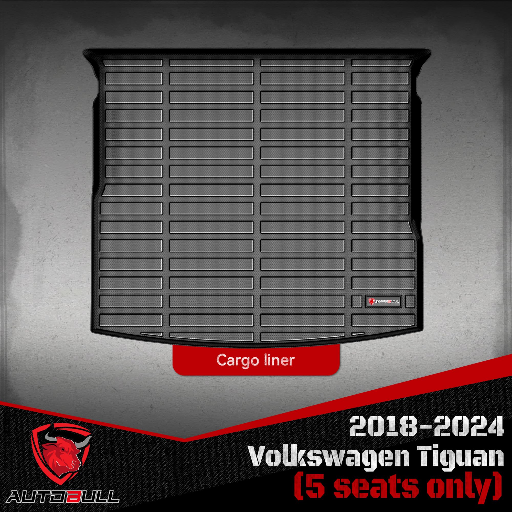 Autobull Cargo Liner Compatible With Volkswagen Vw Tiguan 5 Passenger 2018-2024 Cargo Mat, All Weather Protection Trunk Liner Re