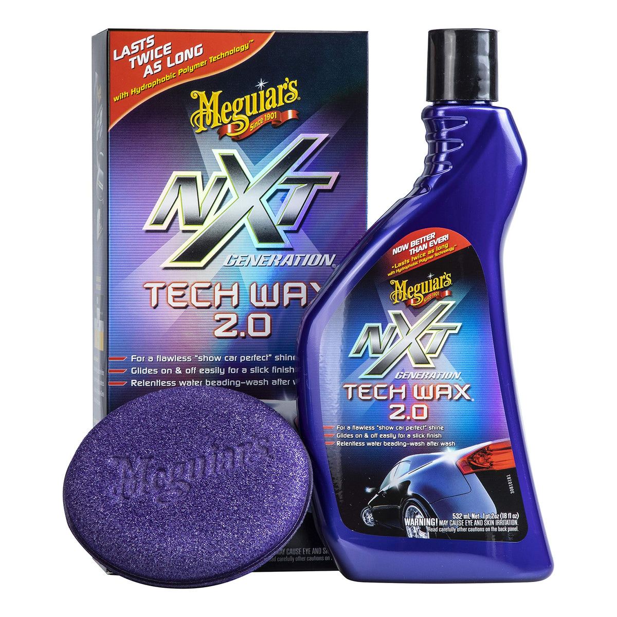 Meguiar'S Nxt Generation Tech Wax 2.0 - 18 Oz Bottle With Foam Applicator Pad