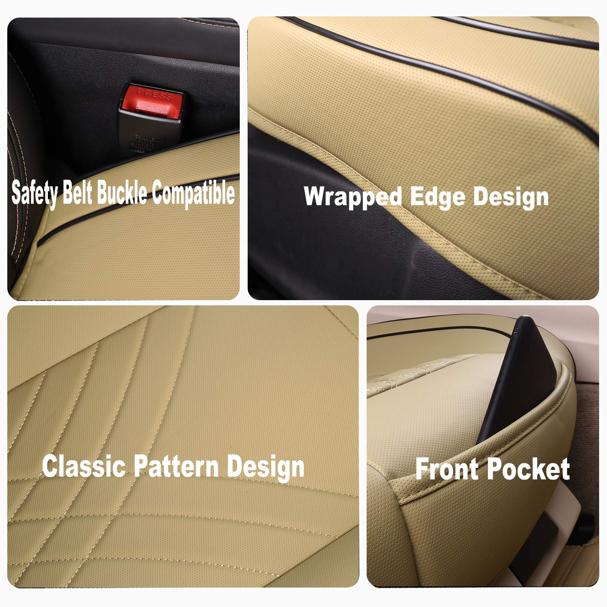 Kingphenix Car Seat Cover: Easy To Install, Fits Most Cars, Vans, Trucks, And Suvs - Beige