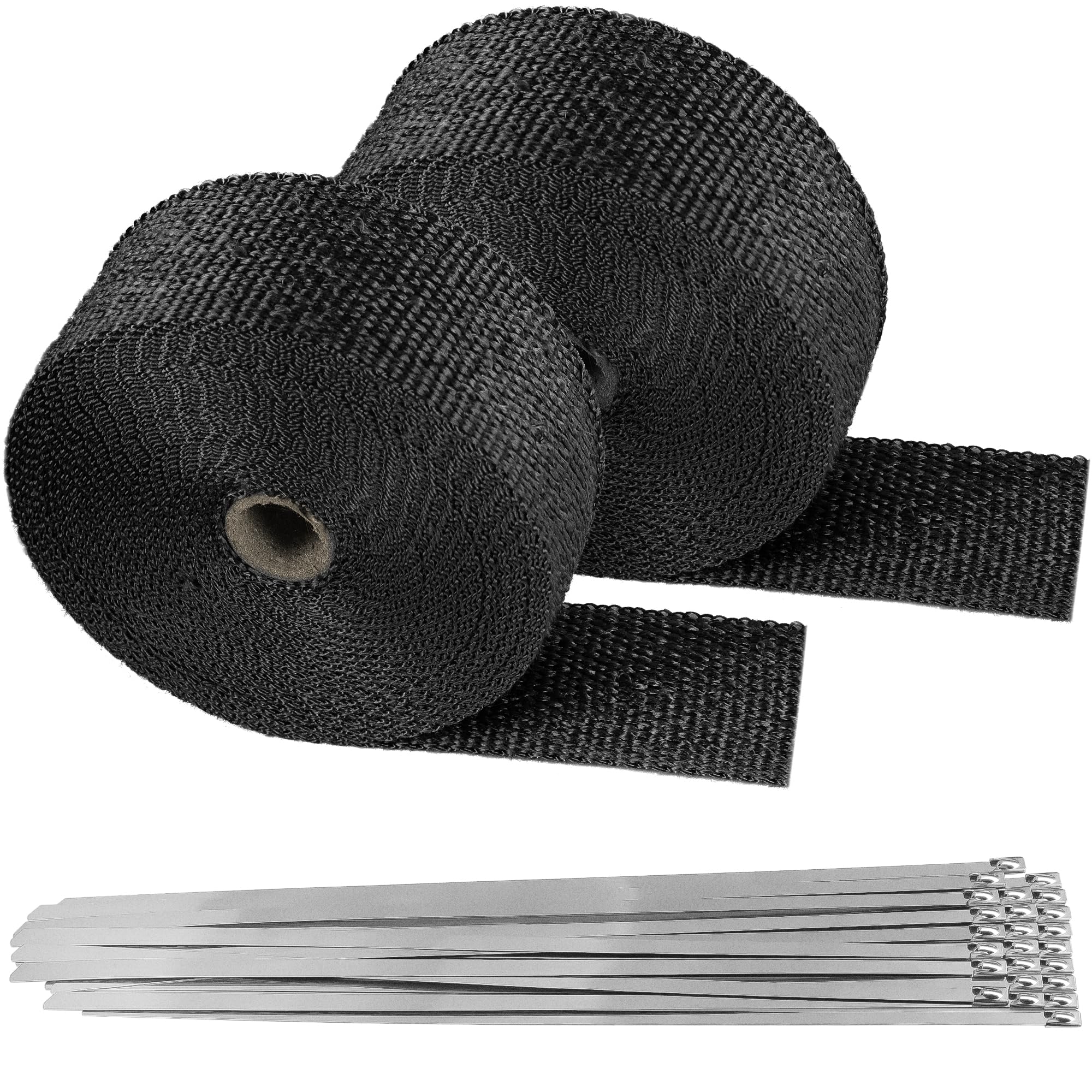 Deecam Exhaust Heat Wrap, 2 Roll 2 ' ' X 50 ' Exhaust Header Wrap, Black Fireglass Heat Tape For Motorcycle Manifold Pipe Heat S