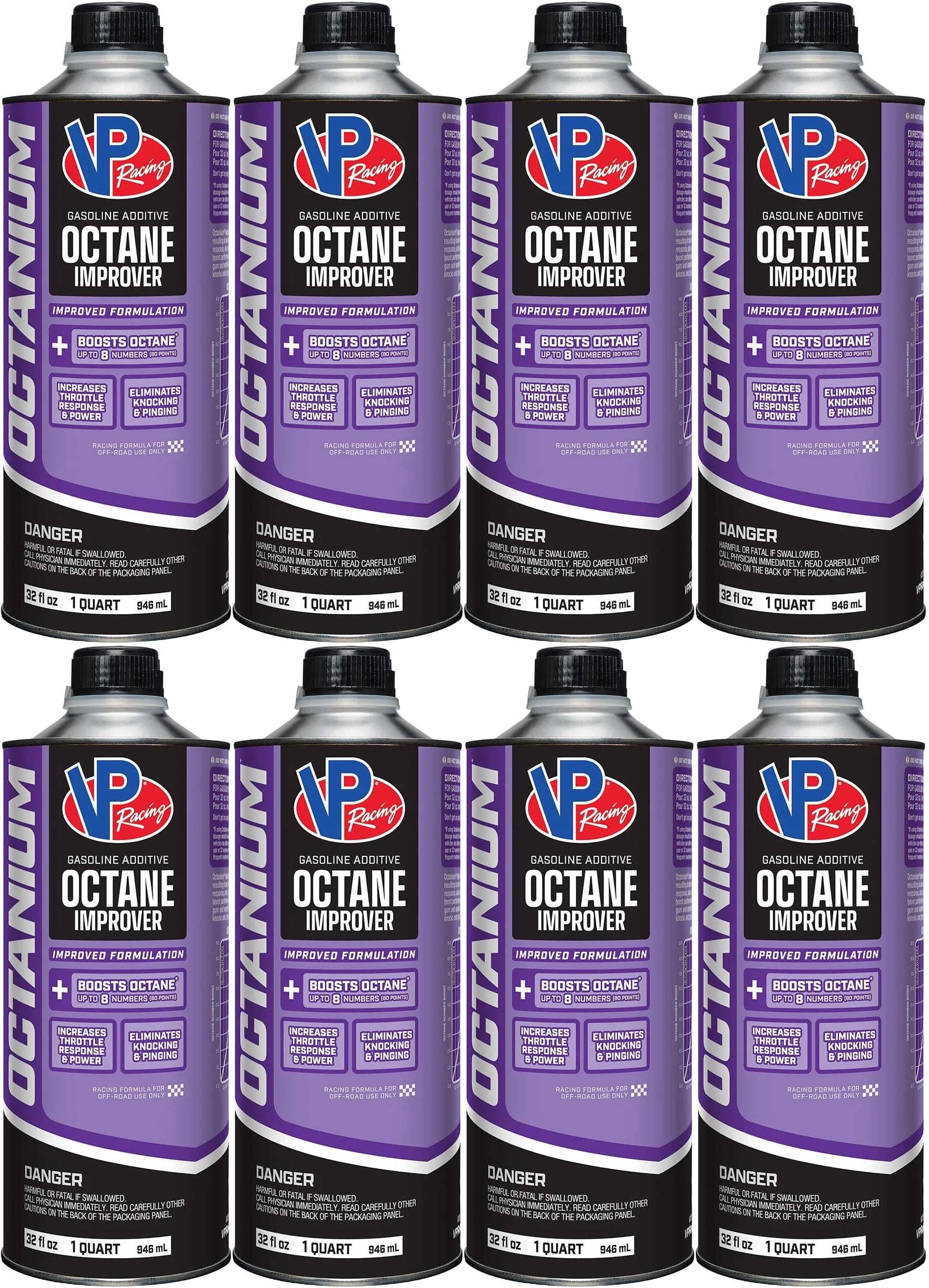 VP Racing Fuels 2855, Madditive Octanium Octane Booster Racing Formula - Quart (8 Pack)