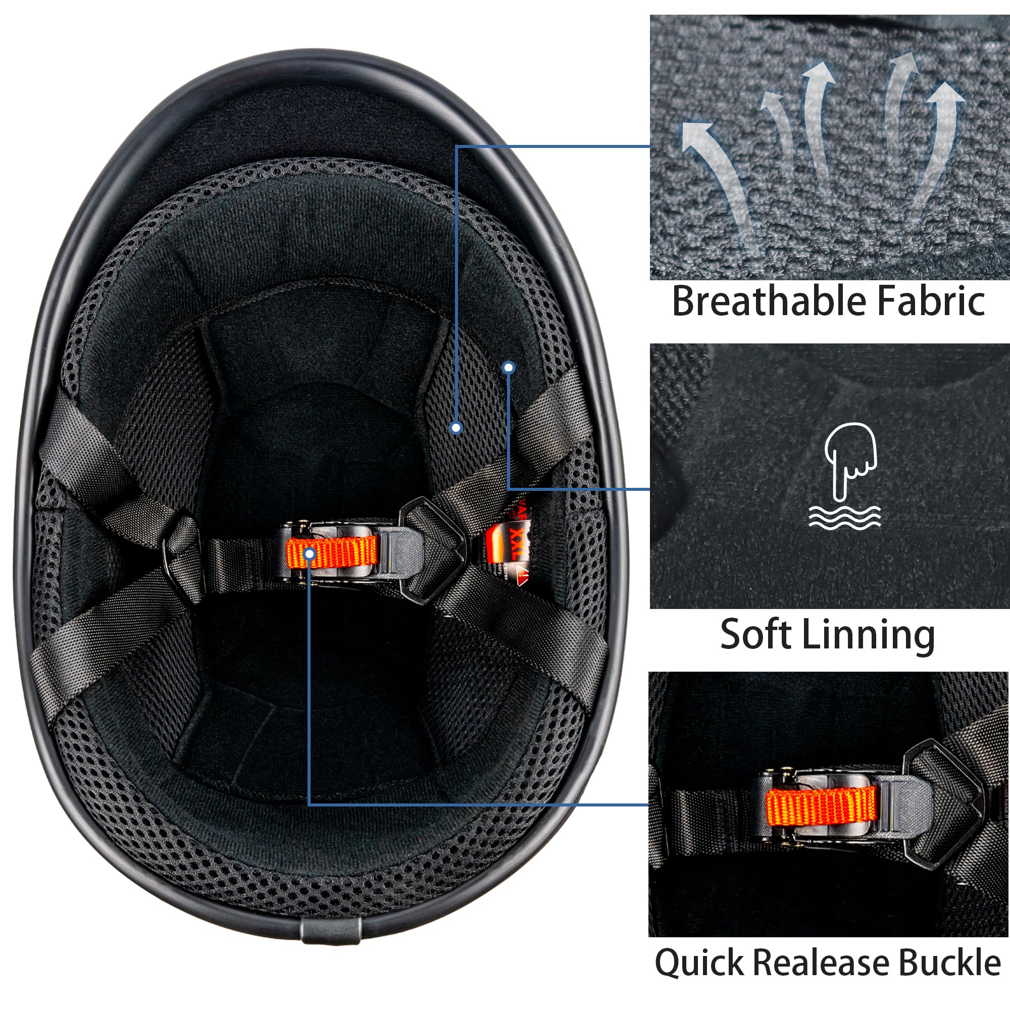 Yesmotor Vintage Motorcycle Half Helmet - Lightweight DOT Approved, Medium, Carbon Fiber