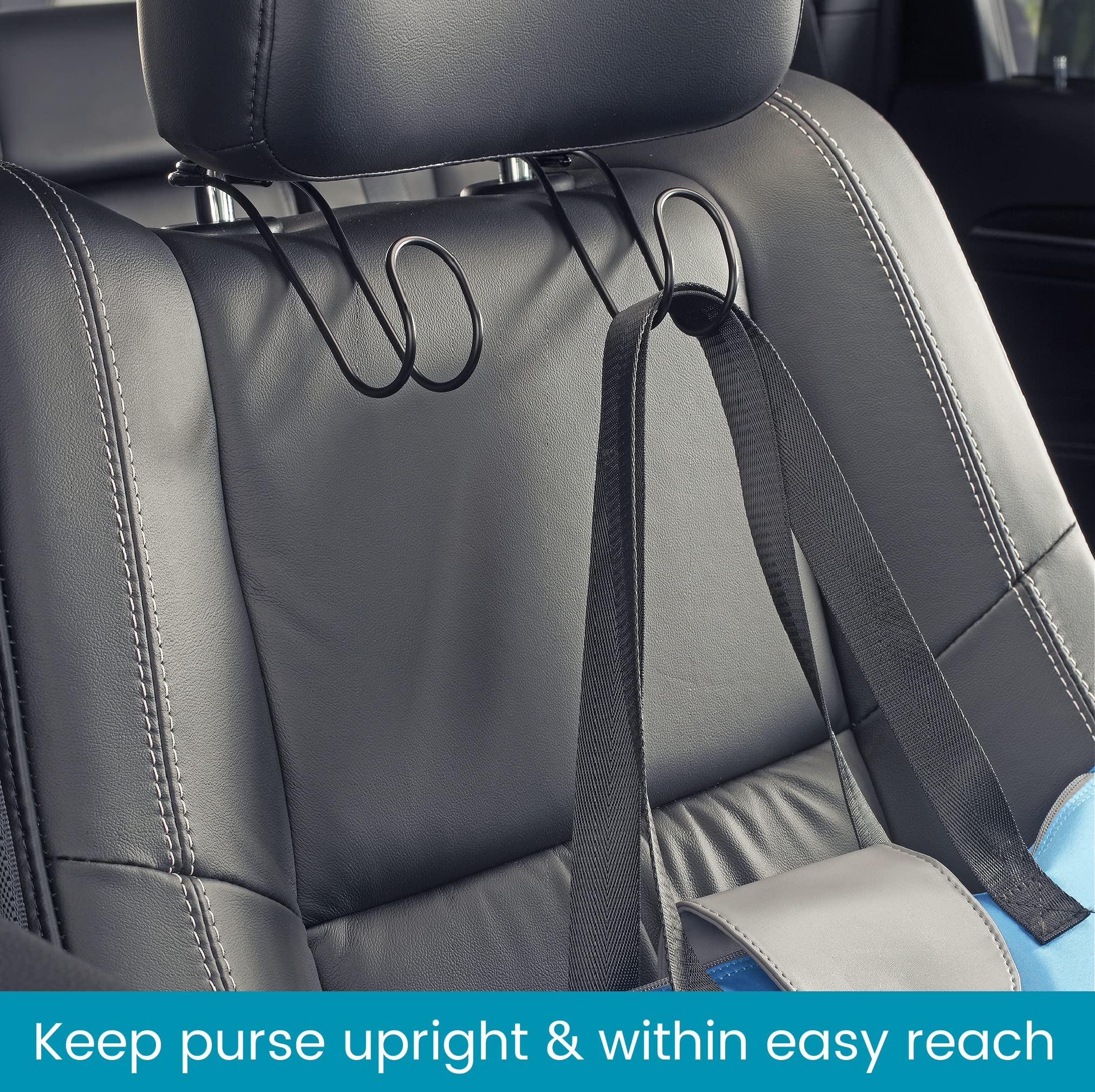 High Road Unbreakable Car Bag Hooks - Large Car Seat Hooks For Purse, Backpack, Coats, Hats And Heavy Bags Up To 40 Lbs - Secure
