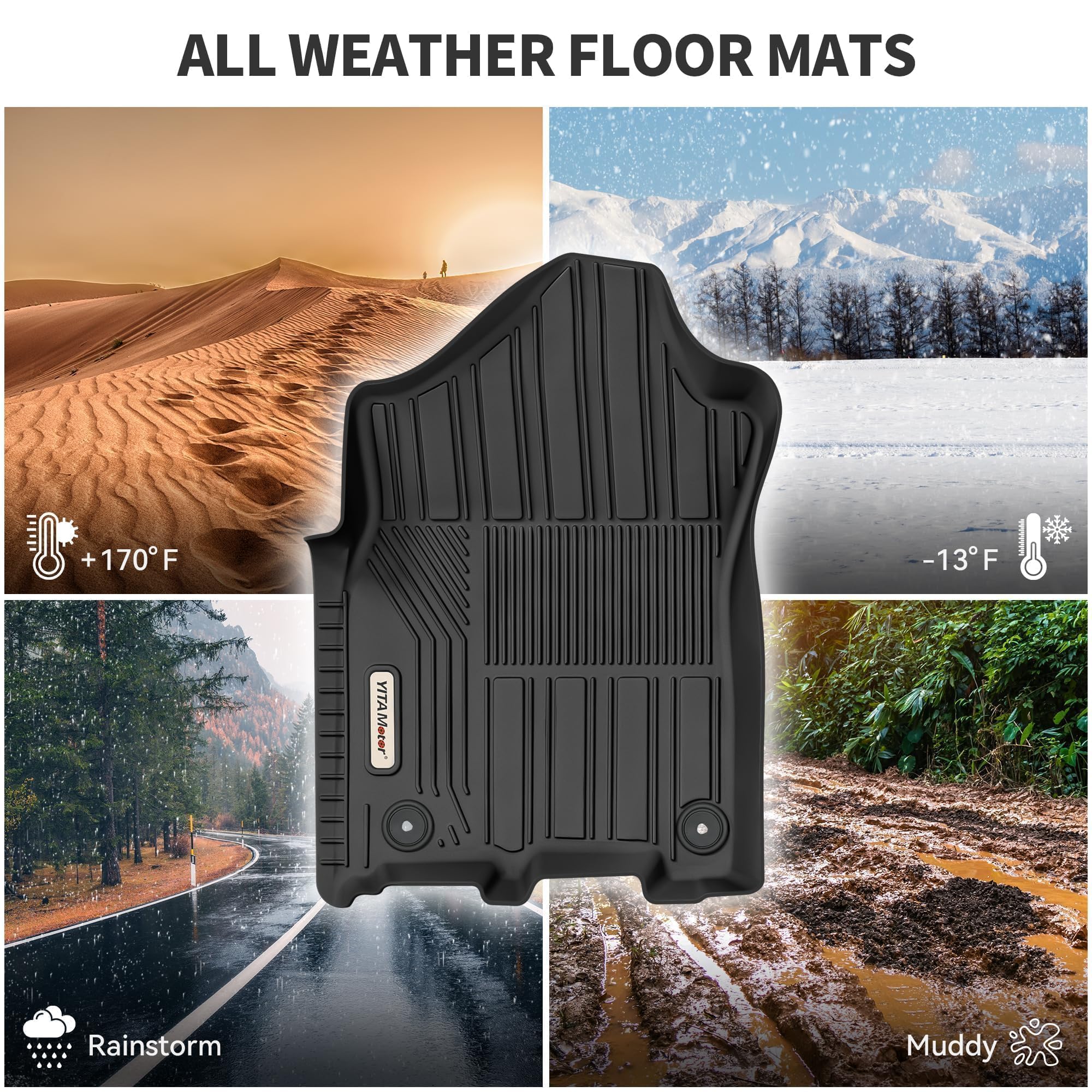 Yitamotor Floor Mats Fit For 2019-2024 Ram 2500/3500 Crew Cab, Tpe All Weather Dodeg Ram 2500 Floor Mats Include 1St & 2Nd Row,