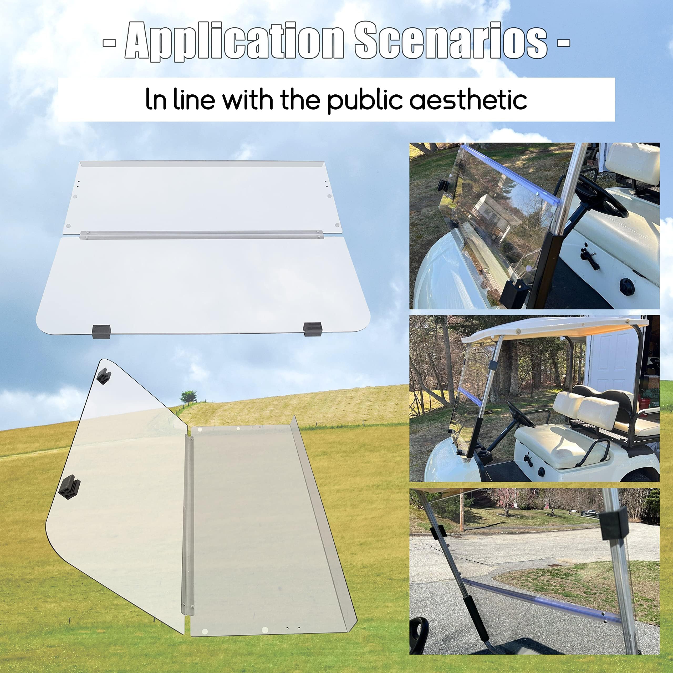 Ecotric Clear Windshield Compatible With 1995-2003 Yamaha G14 G16 G19 Gas And Electric Golf Cart Fold Down Windshield