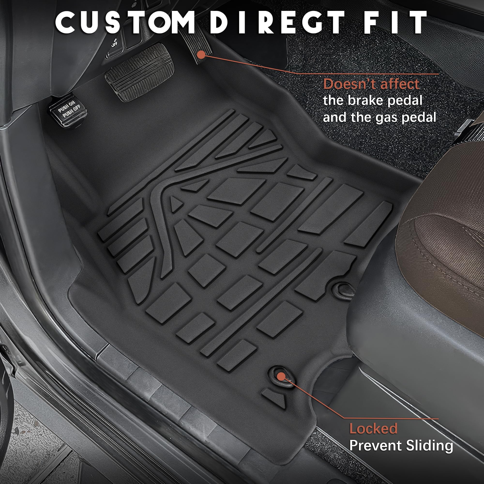 Karpal Floor Mats Fit For Nissan Frontier 2022 2023 2024 Crew Cab W/ 2Nd Row Under-Seat Storage, Tpe All Weather Protection Heav