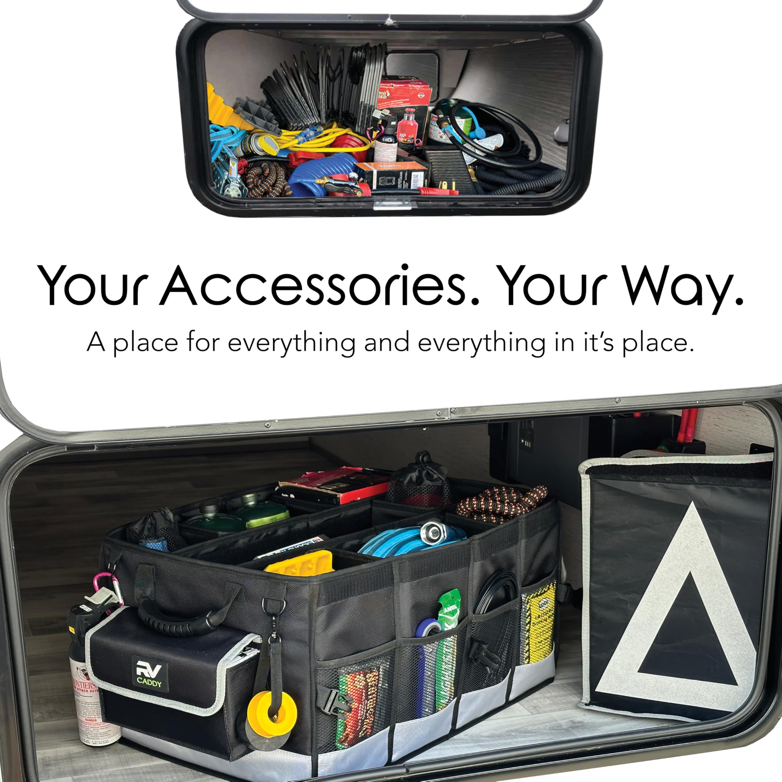 Trailersphere RV Caddy - Collapsible, Waterproof RV Accessories Organizer in Black for Strong Storage Solutions