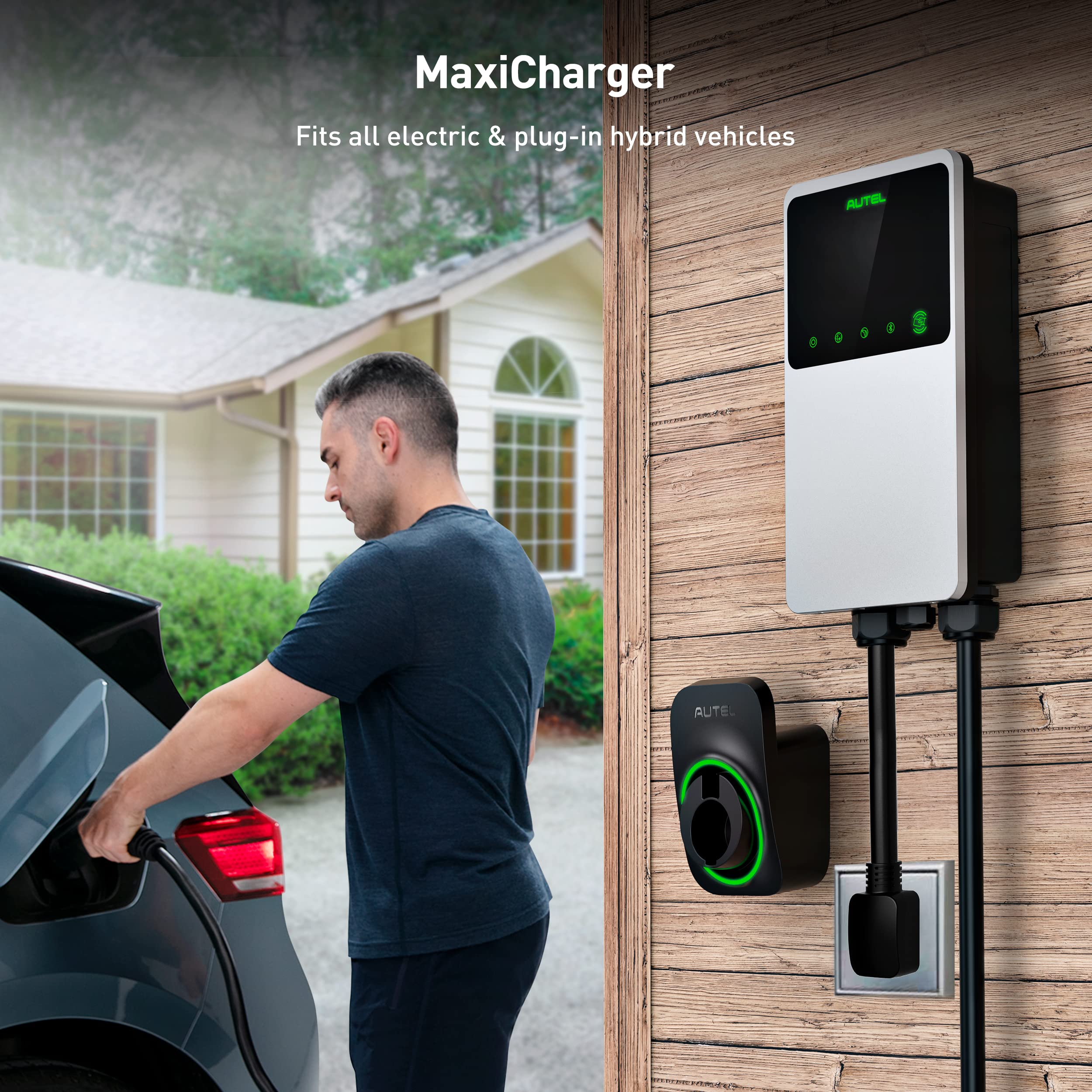 Autel MaxiCharger Home Electric Vehicle (EV) Charger, up to 40 Amp, 240V, Level 2 WiFi and Bluetooth Enabled EVSE, NEMA 14-50 Pl