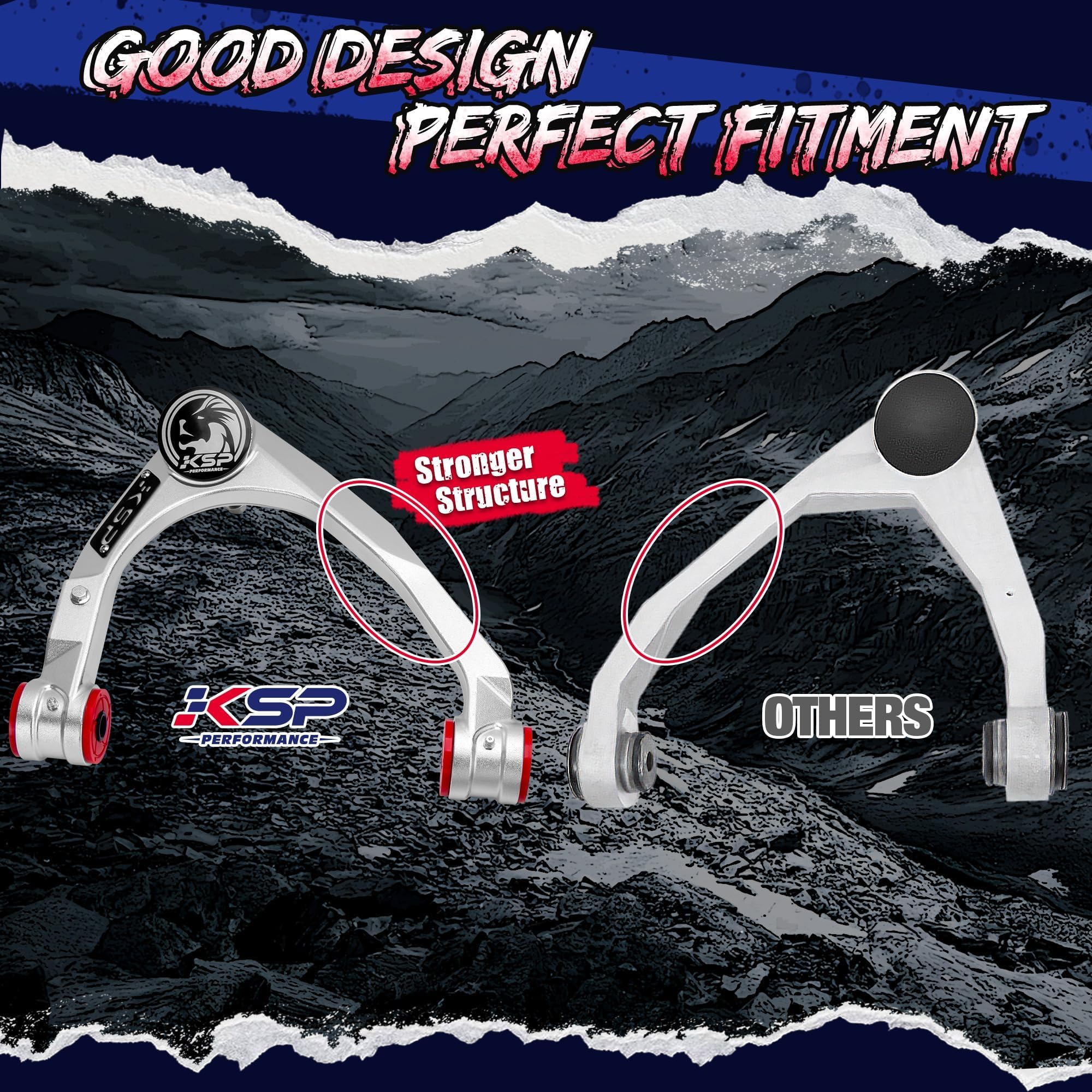 Ksp Adjustable Silverado Upper Control Arms, 2-4'' Aluminum Forged Control Arm Compatible With Ch-Evy Silverado Gmc Sierra 1500