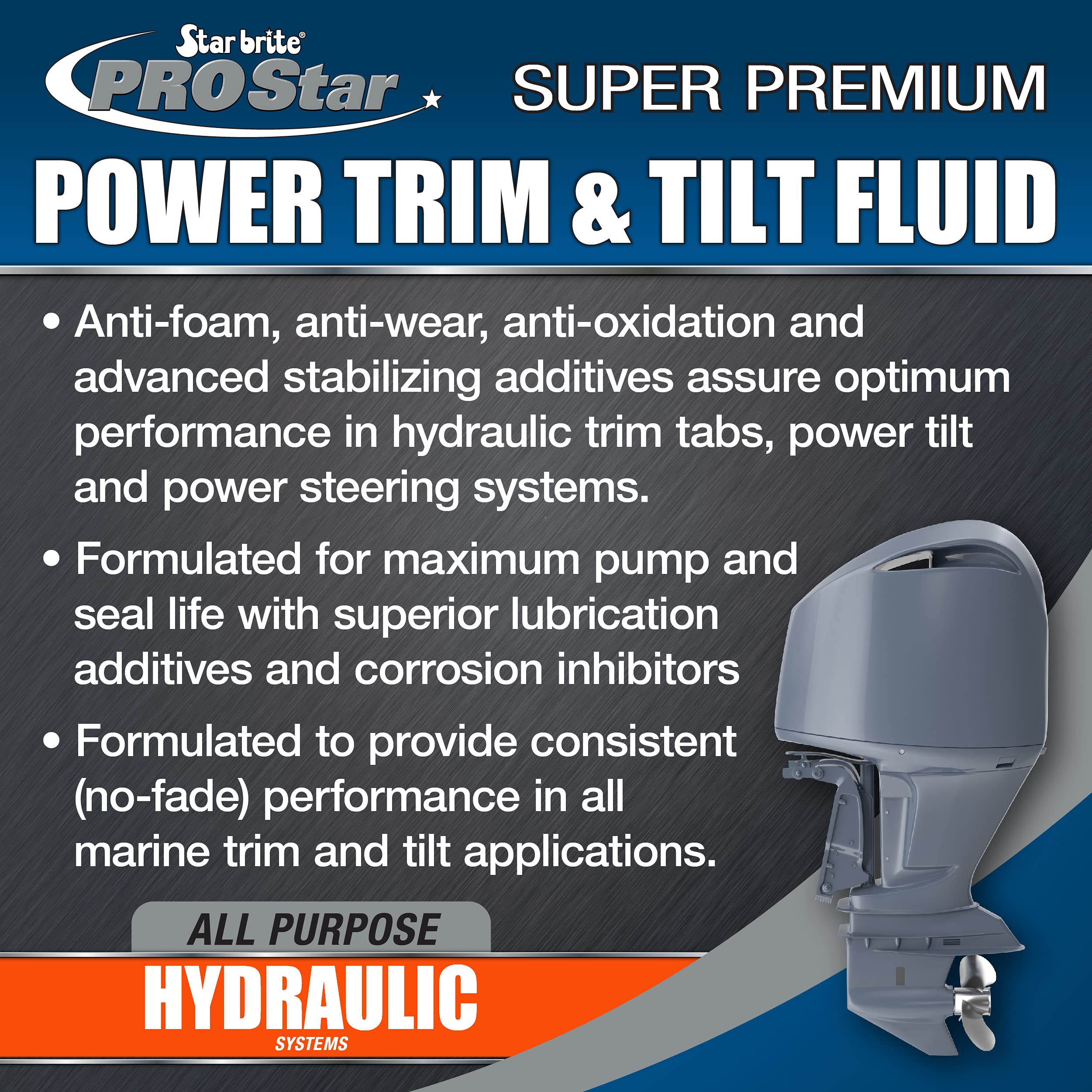 STAR BRITE PRO Star Power Trim & Tilt Fluid - Super Premium All Purpose Hydraulic Fluid for Trim Tabs, Power Tilt & Steering Sys