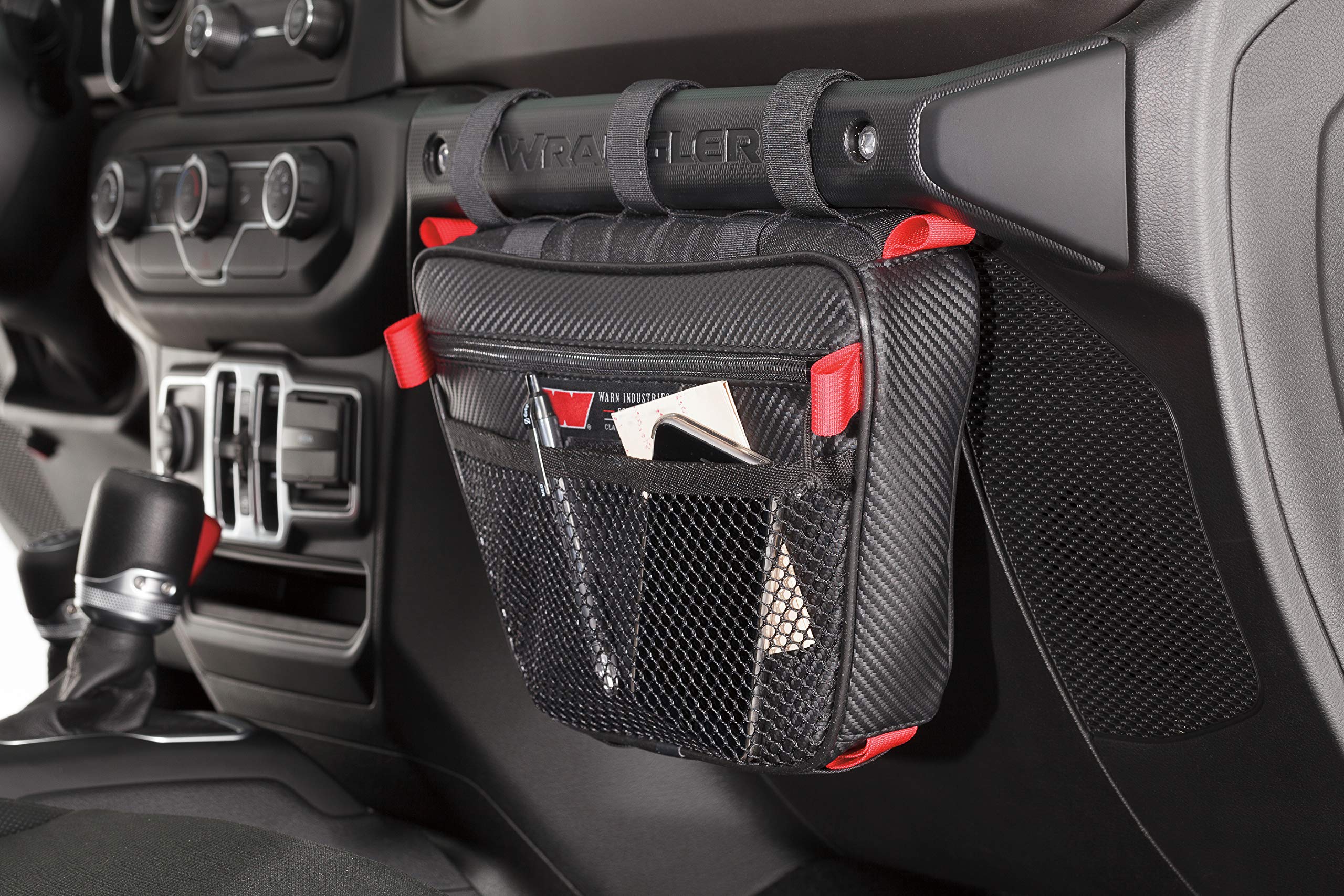 Warn 102644 Epic Trail Gear: Full Size Passenger Grab Handle Storage Bag Black