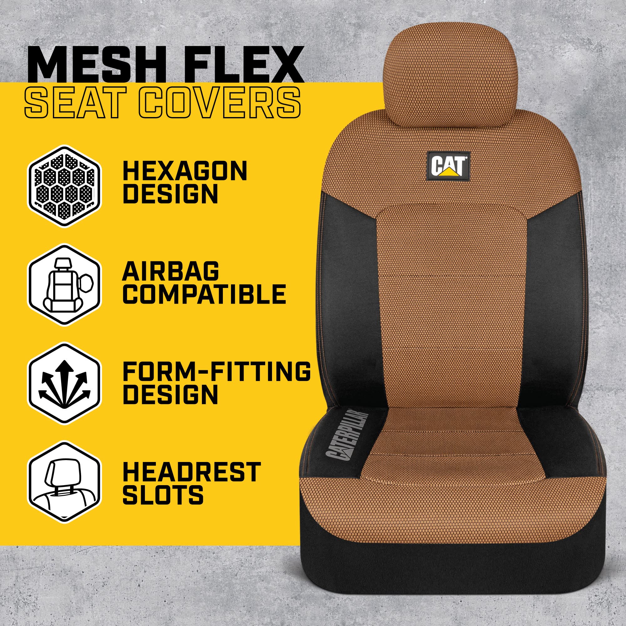 Cat Meshflex Automotive Seat Covers For Cars Trucks And Suvs (Set Of 2) - Beige Car Seat Covers For Front Seats, Truck Seat Prot