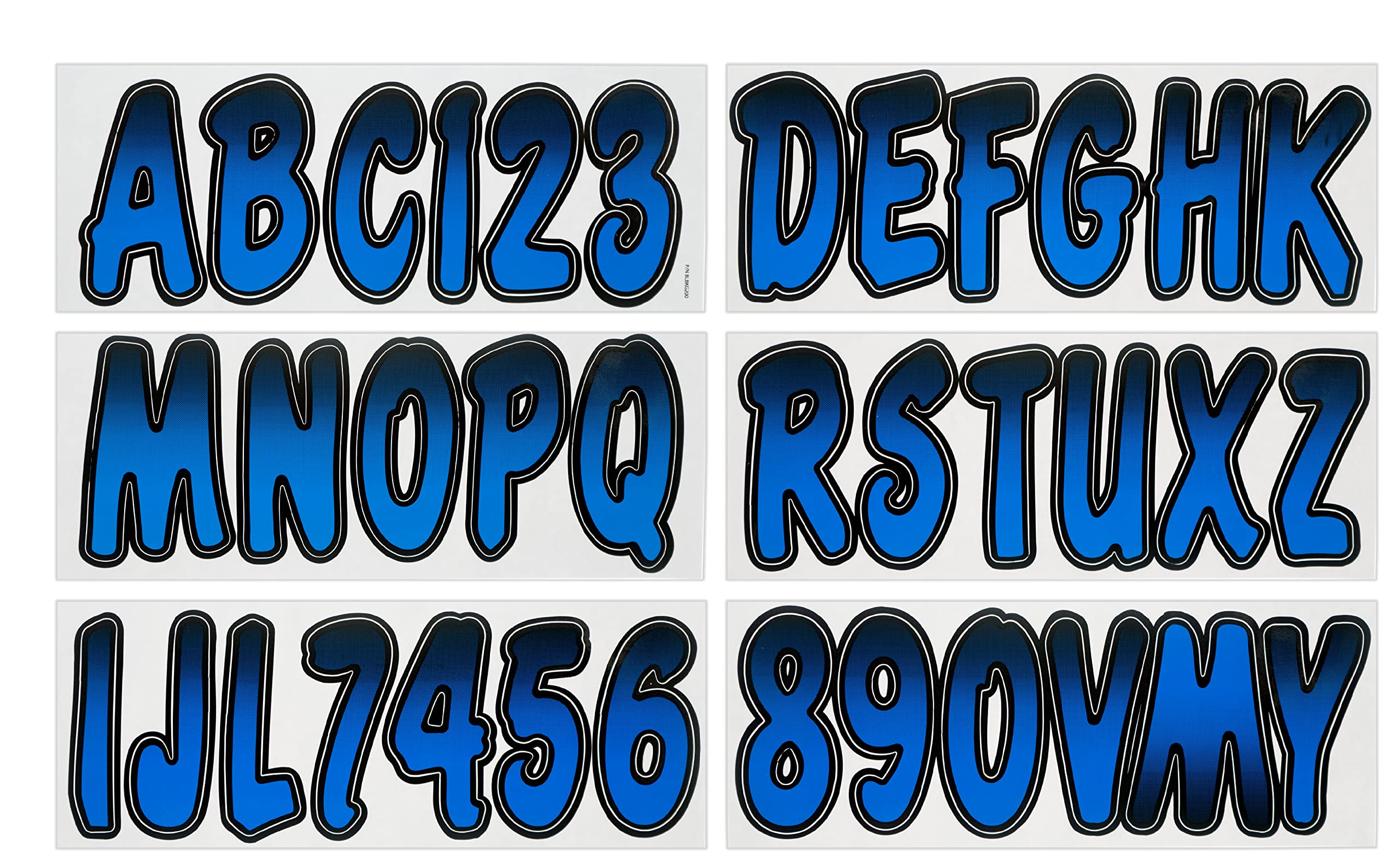Hardline Products Series 200 Factory Matched 3-Inch Boat & PWC Registration Number Kit, Blue/Black - BLBKG200