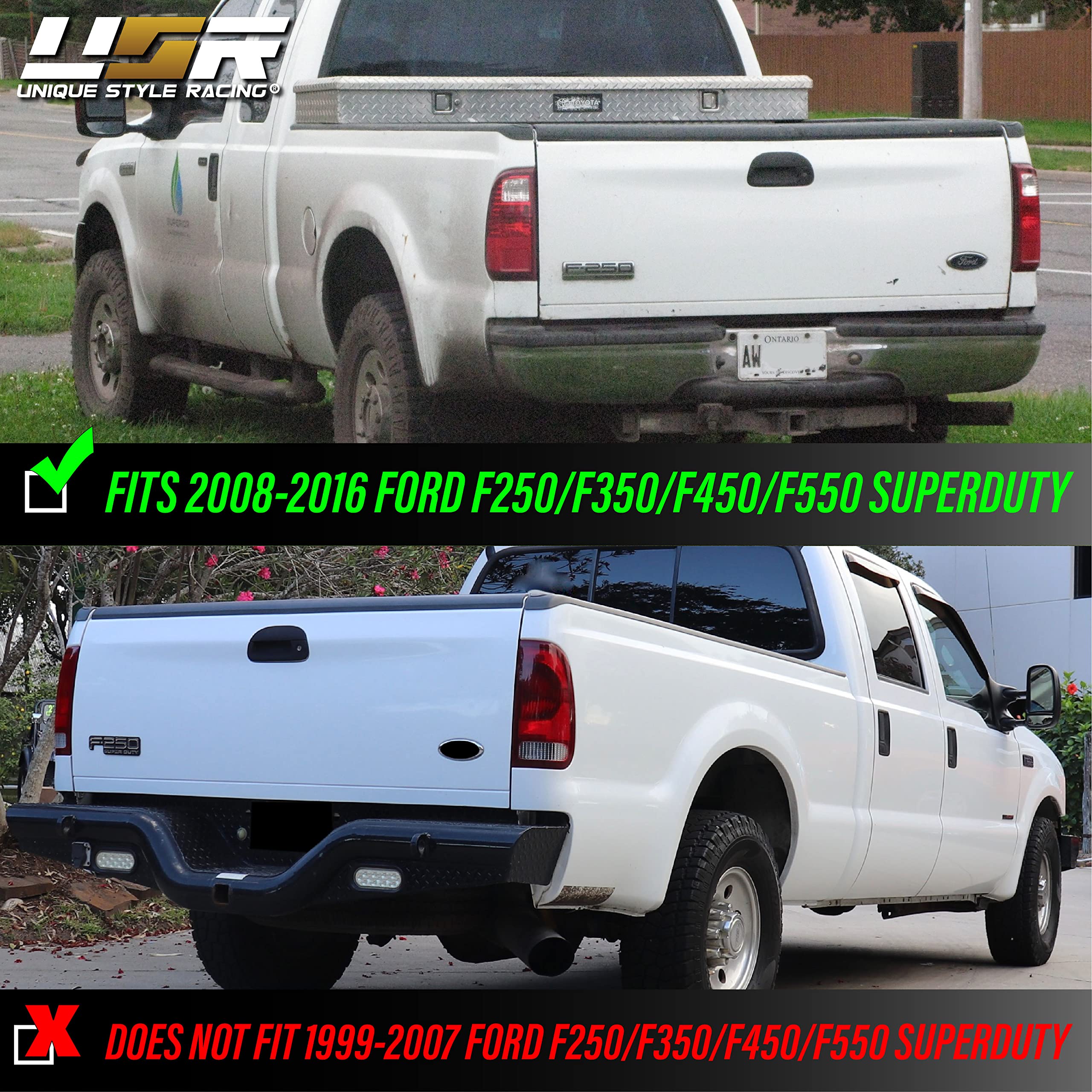 USR DEPO 08-16 Super Duty Dark Cherry Red Smoke Rear Tail Lights (Left + Right) Compatible with 2008-2016 Ford Super Duty F250 F