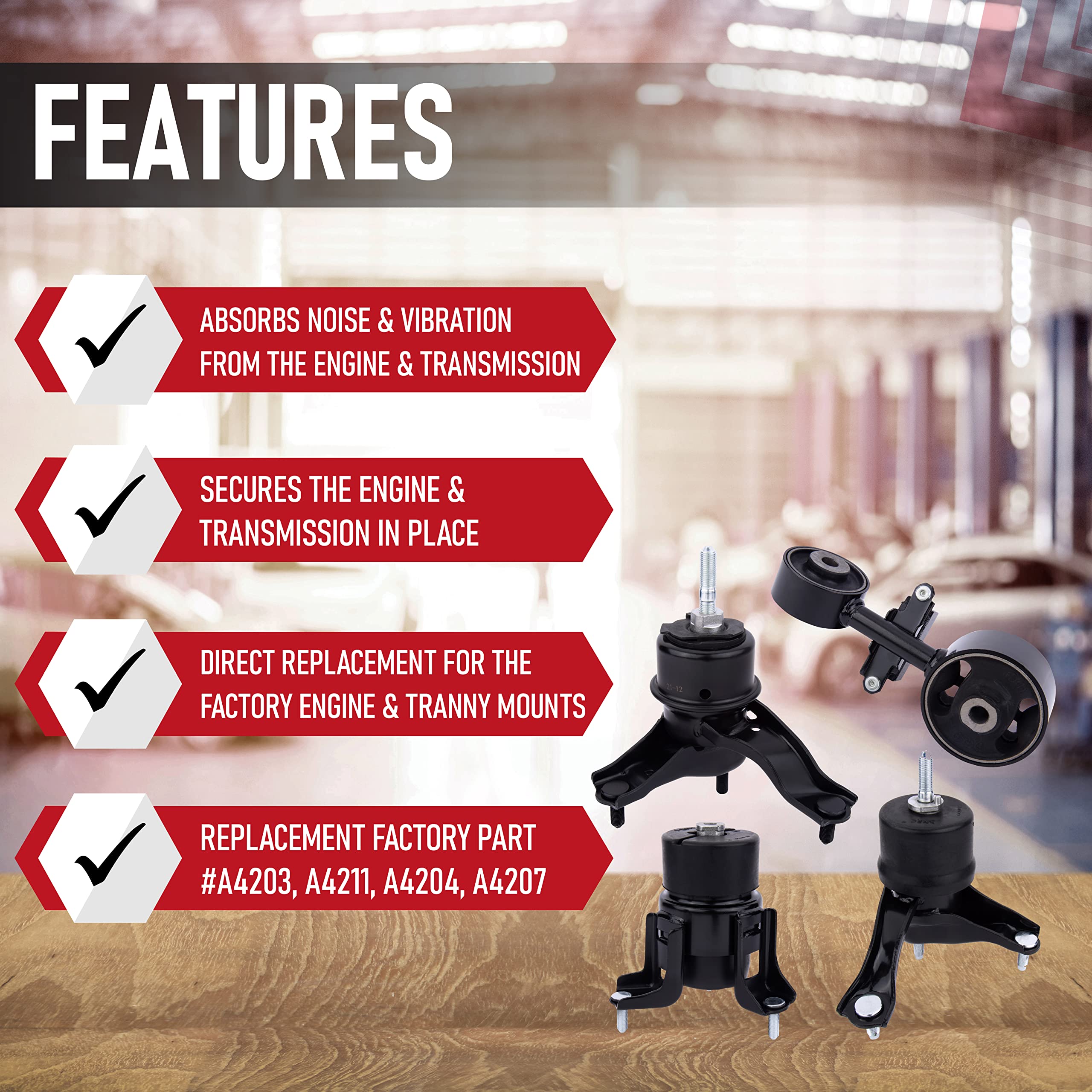 Engine Motor And Transmission Mount Set Of 4 - Compatible With Toyota Camry Motor Mounts 2002-2006 2.4L Automatic Trans - Replac