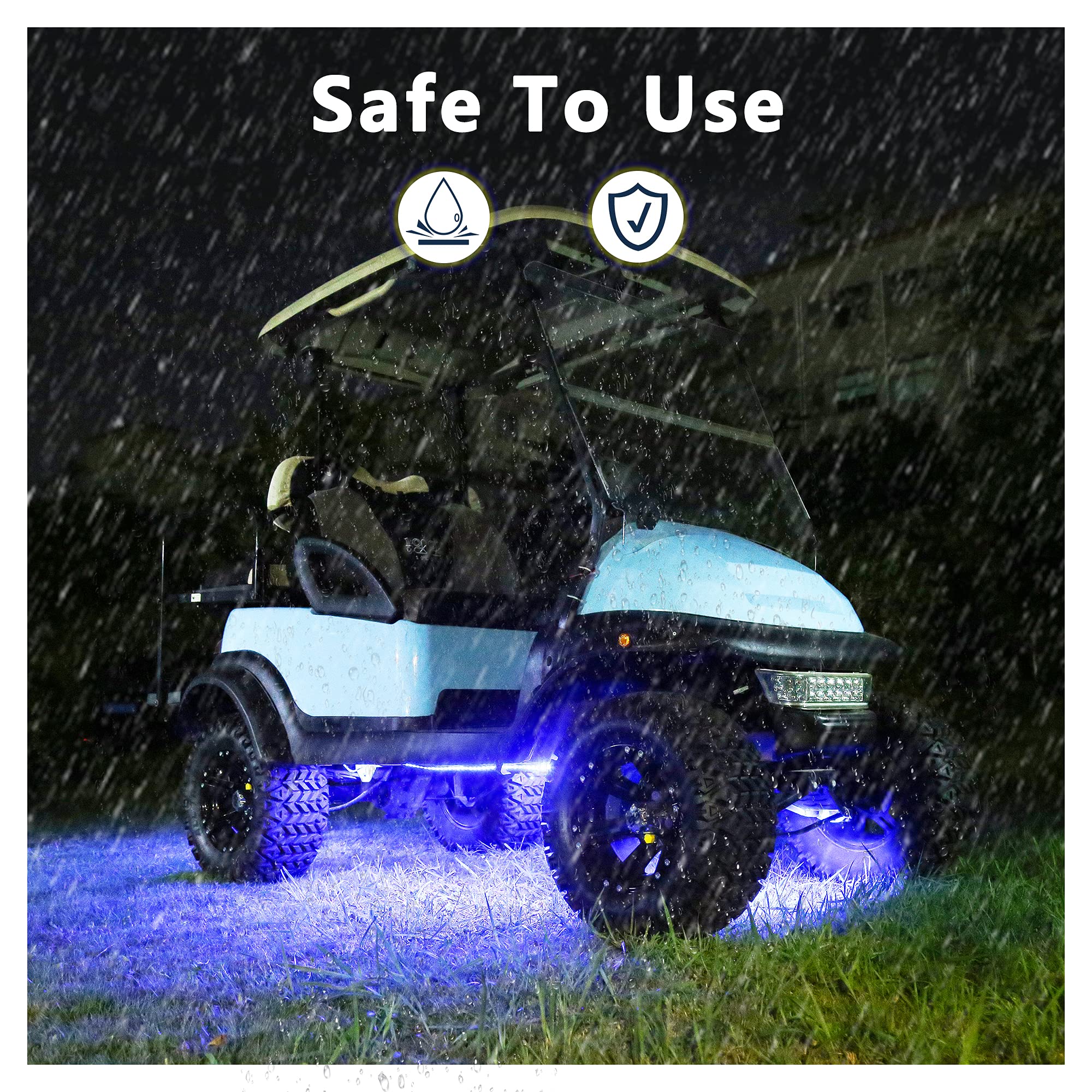 10L0L Golf Cart Underglow Led Light Strip Kit, 22 Modes Glow Neon Underbody Lighting With Wireless Remote Control, Sound Active,