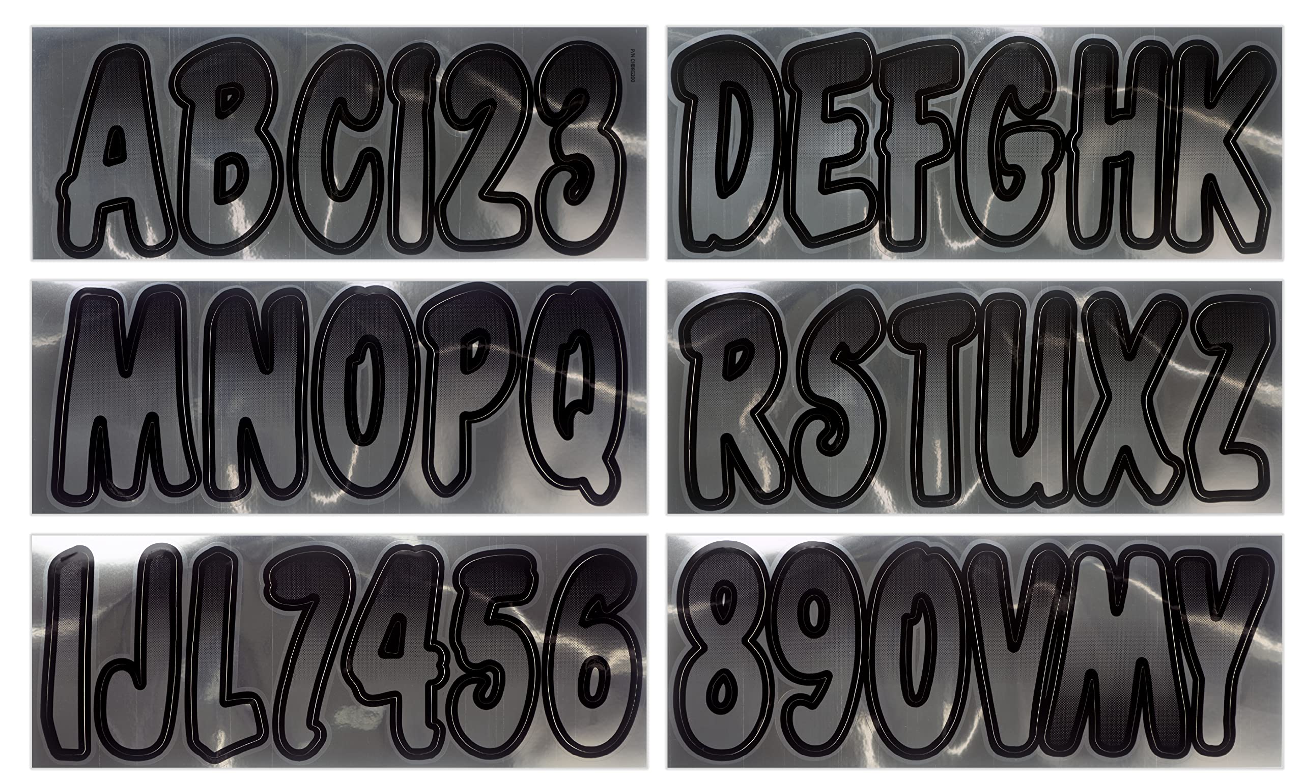 Hardline Products Series 200 Factory Matched 3-Inch Boat & Pwc Registration Number Kit, Chrome/Black - Chbkg200