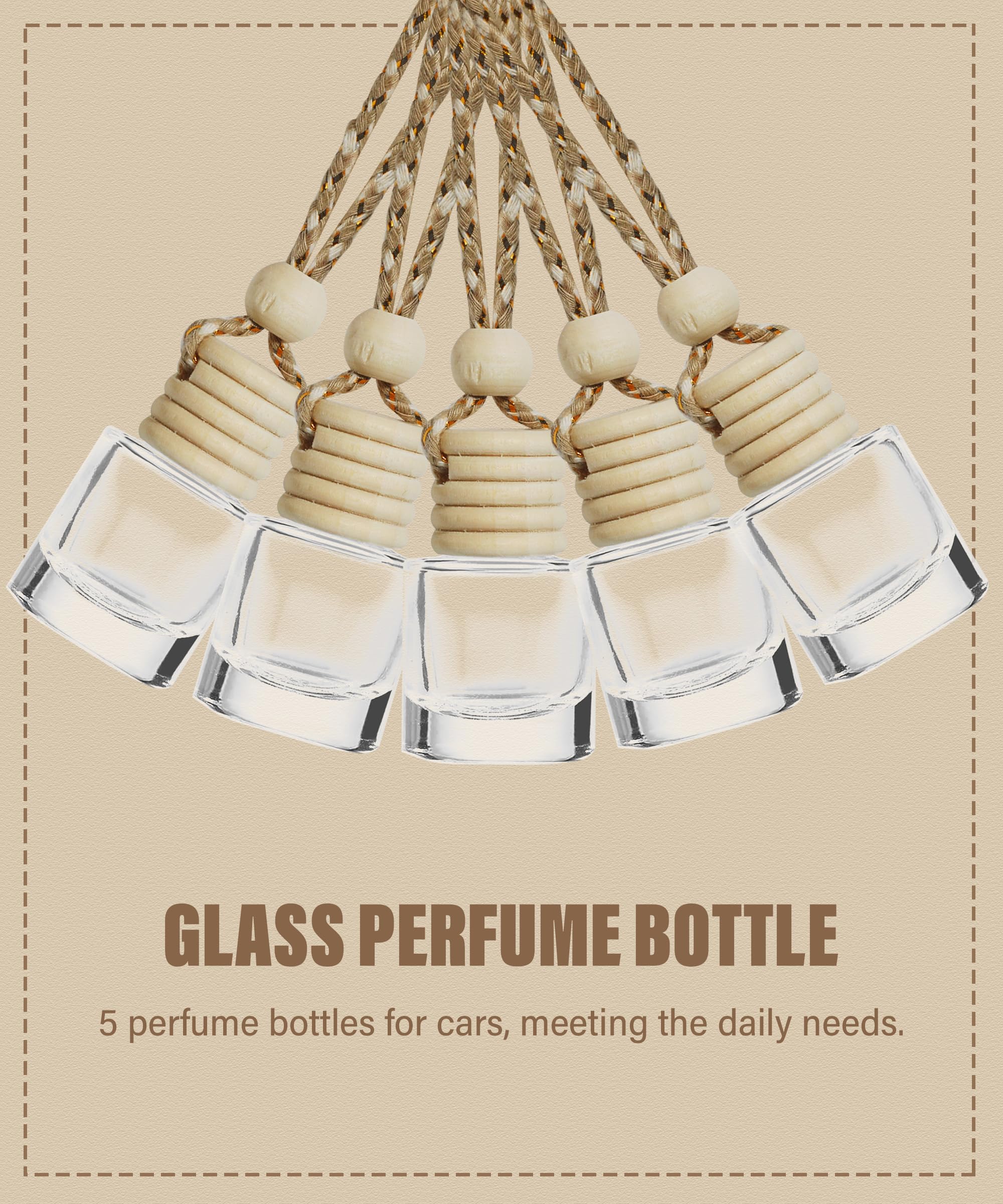 Esewalas 10Pcs Hanging Car Air Freshener,8Ml Car Hanging Diffuser,Empty Glass Perfume Bottles Oil Diffuser Perfume Aromatherapy