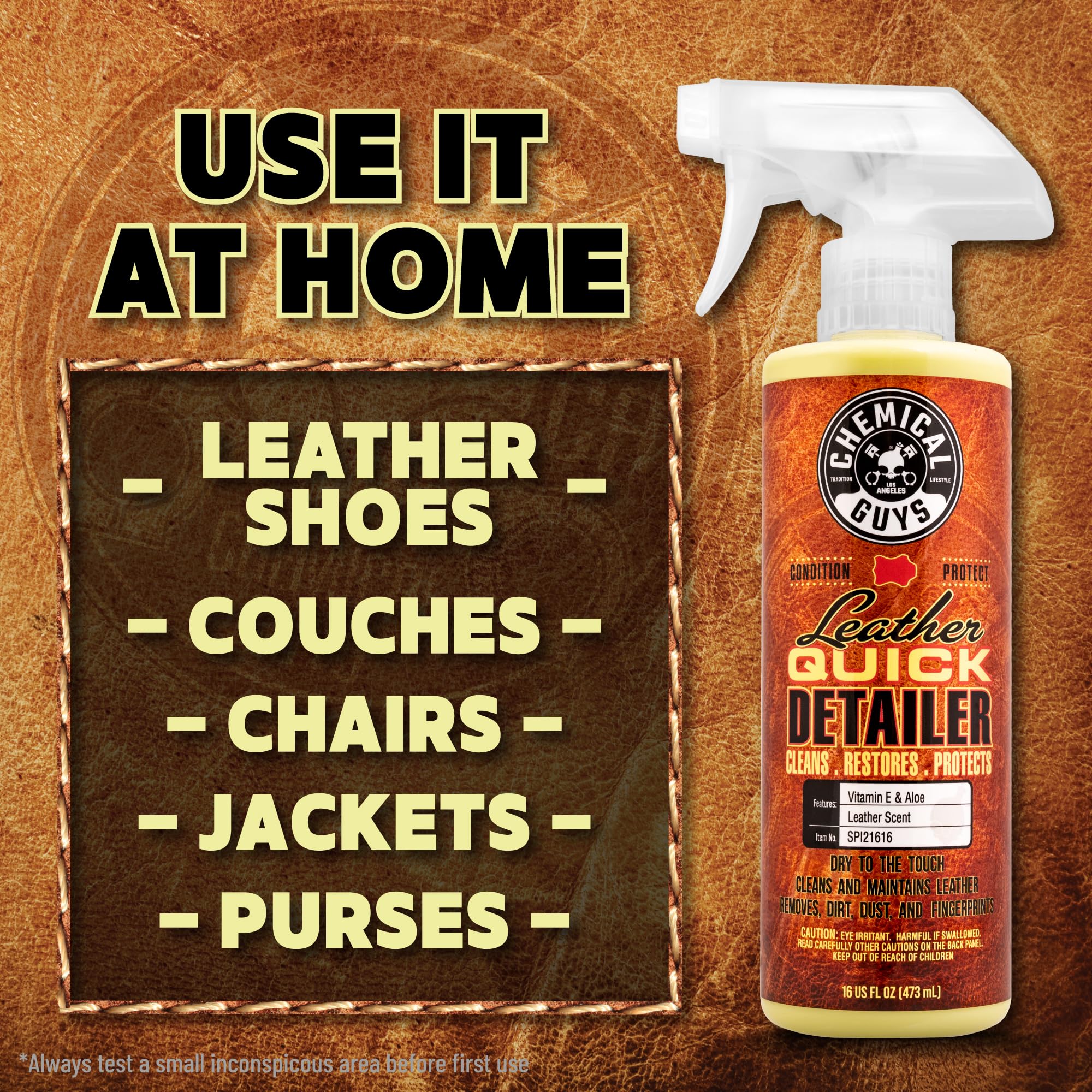Chemical Guys Leather Quick Detailer For Car Interiors, Furniture, Apparel, Shoes, Sneakers, Boots, And More (Works On Natural,