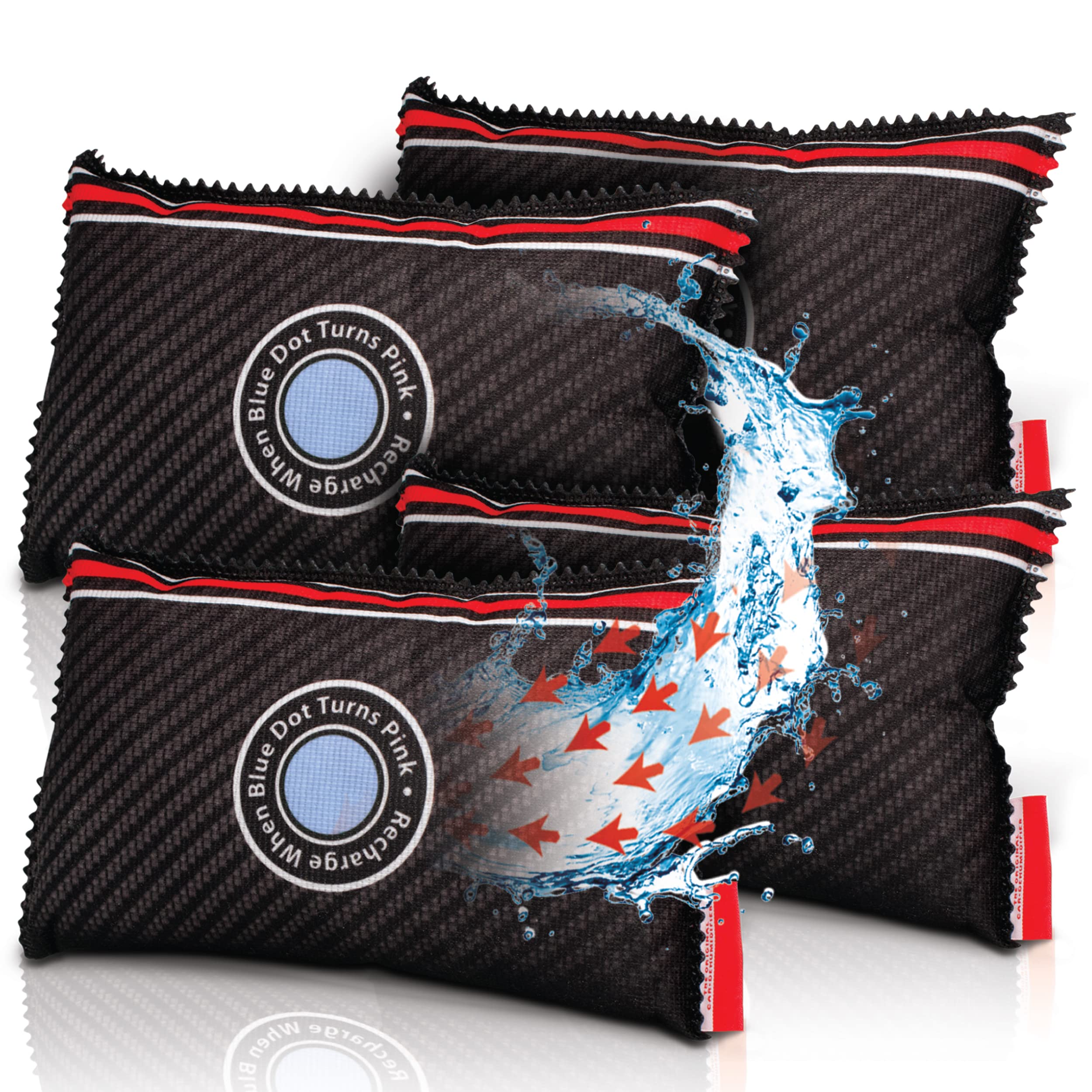 ZARPAX car Dehumidifier Bag 4 pack  Absorbs Moisture, Damp, & condensation on Windscreens & car Interior  100% Leakproof  Reusab