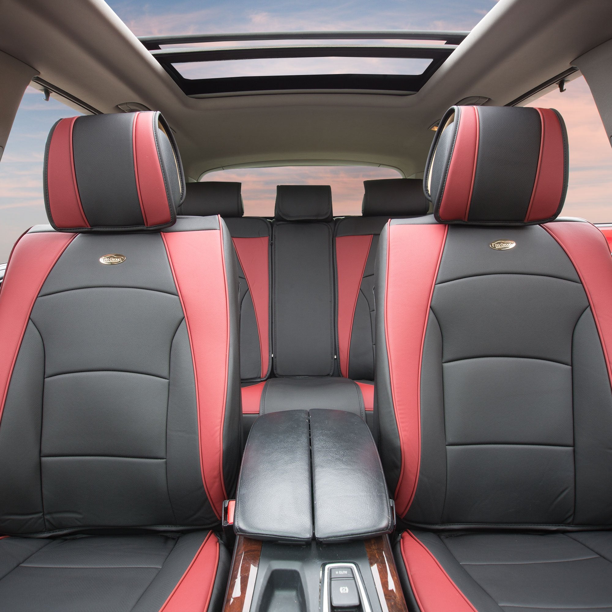 Fh Group Front Set Faux Leather Car Seat Cover Cushions For Low Back Seat, Universal Fit, Airbag Compatible Seat Cover For Suv,