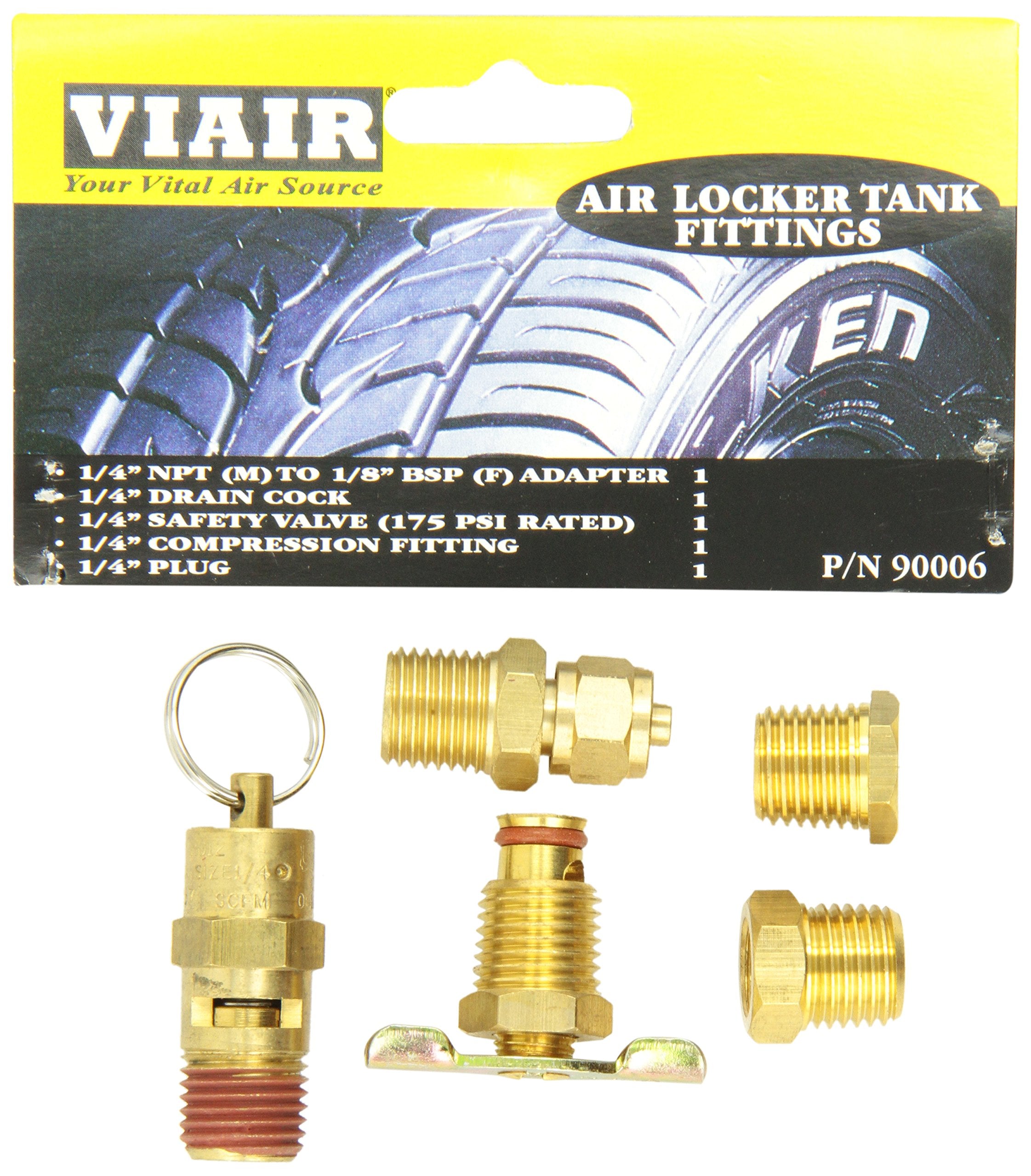 Air Locker 5 Pc.Tank Fittings Kit (With 1/4'' Npt M To 1/8'' Bsp F Adapter) (For 150Psi Rated Systems)