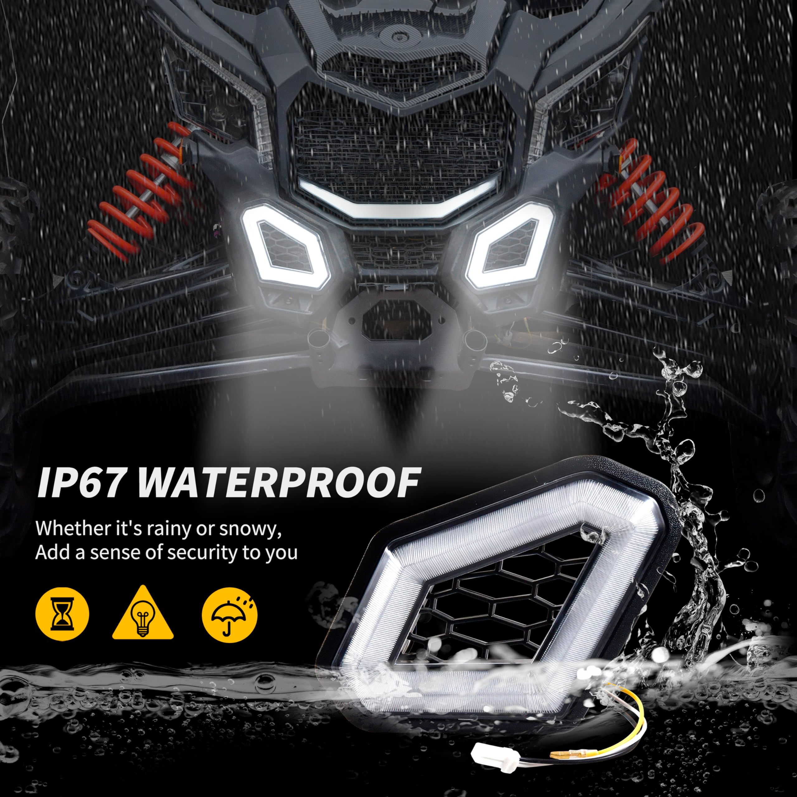 Utvsxpert Led Front Fang Accent Lights For Maverick X3 17-24, Led Front Fascia Signature Accent Turn Signal Auxiliary Spot Light Grill Lamp For Can Am Maverick X3 Max Turbo R Rr 2017-2024 Accessories