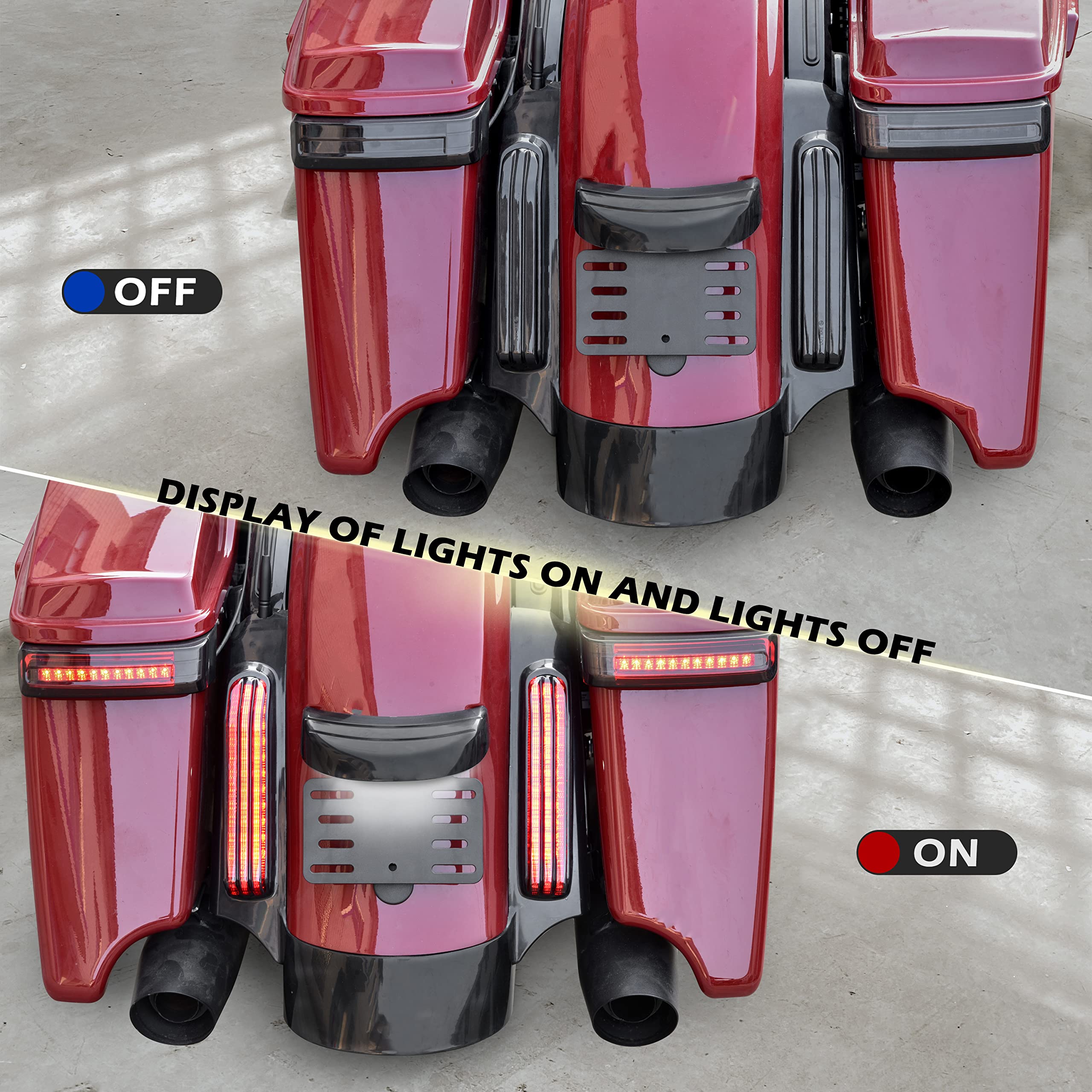 VEISUTOR LED Rear Fender Fascia Kit for Road Glide 14-23, Rear Fender Extension Fascia Set w/LED Brake Running Turn Signals Ligh