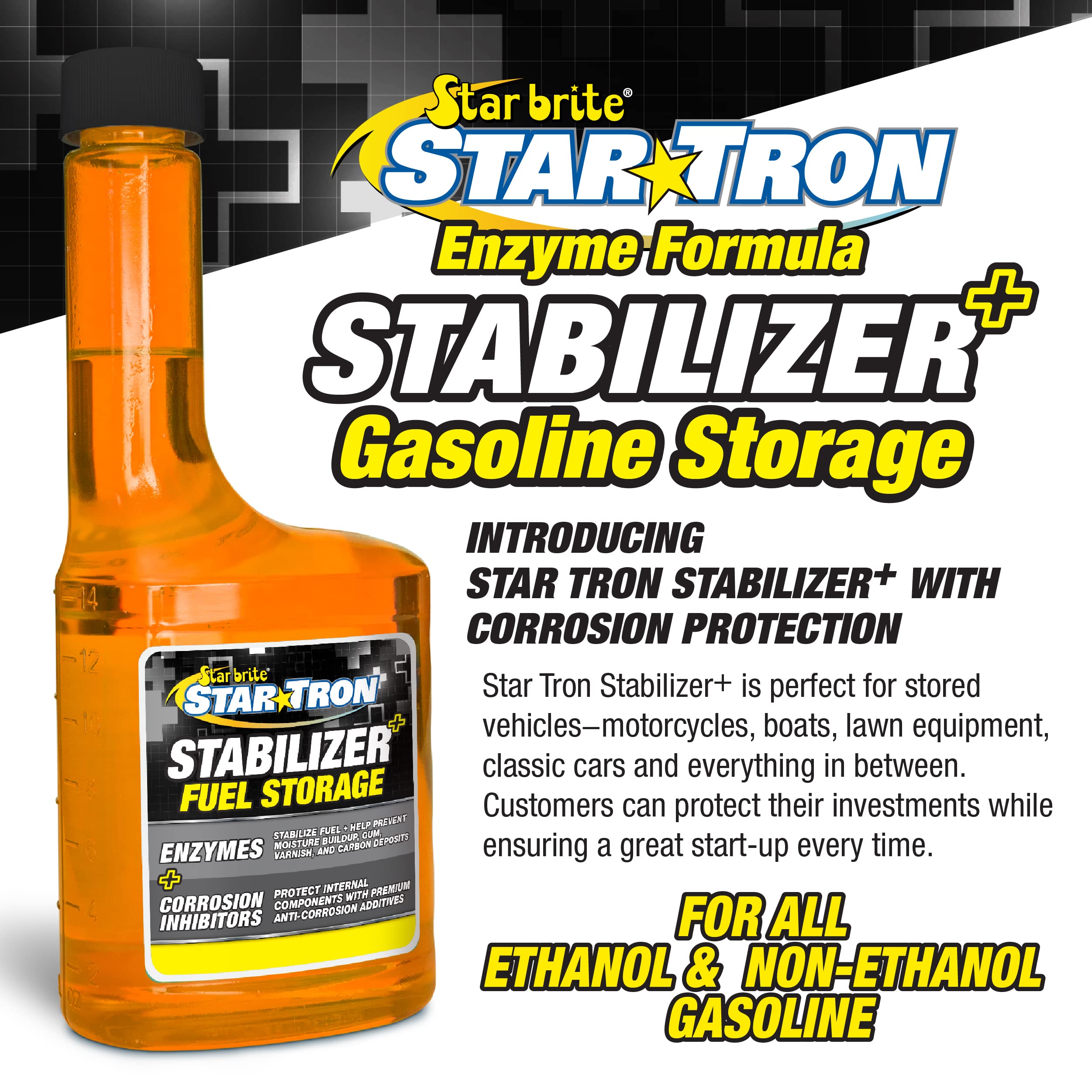 Star Tron Stabilizer+ Fuel Storage With Corrosion Protection - Treats 80 Gallons Of Gas - 16 Oz (14816)