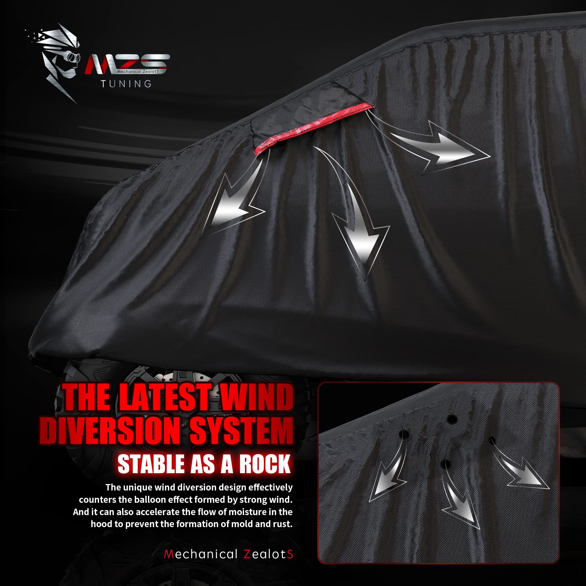 Mzs Utv Cover 4 Seater, Side By Side Cover Waterproof Outdoor All Weather Protection Fit Up To 177 Inch Compatible With Maverick