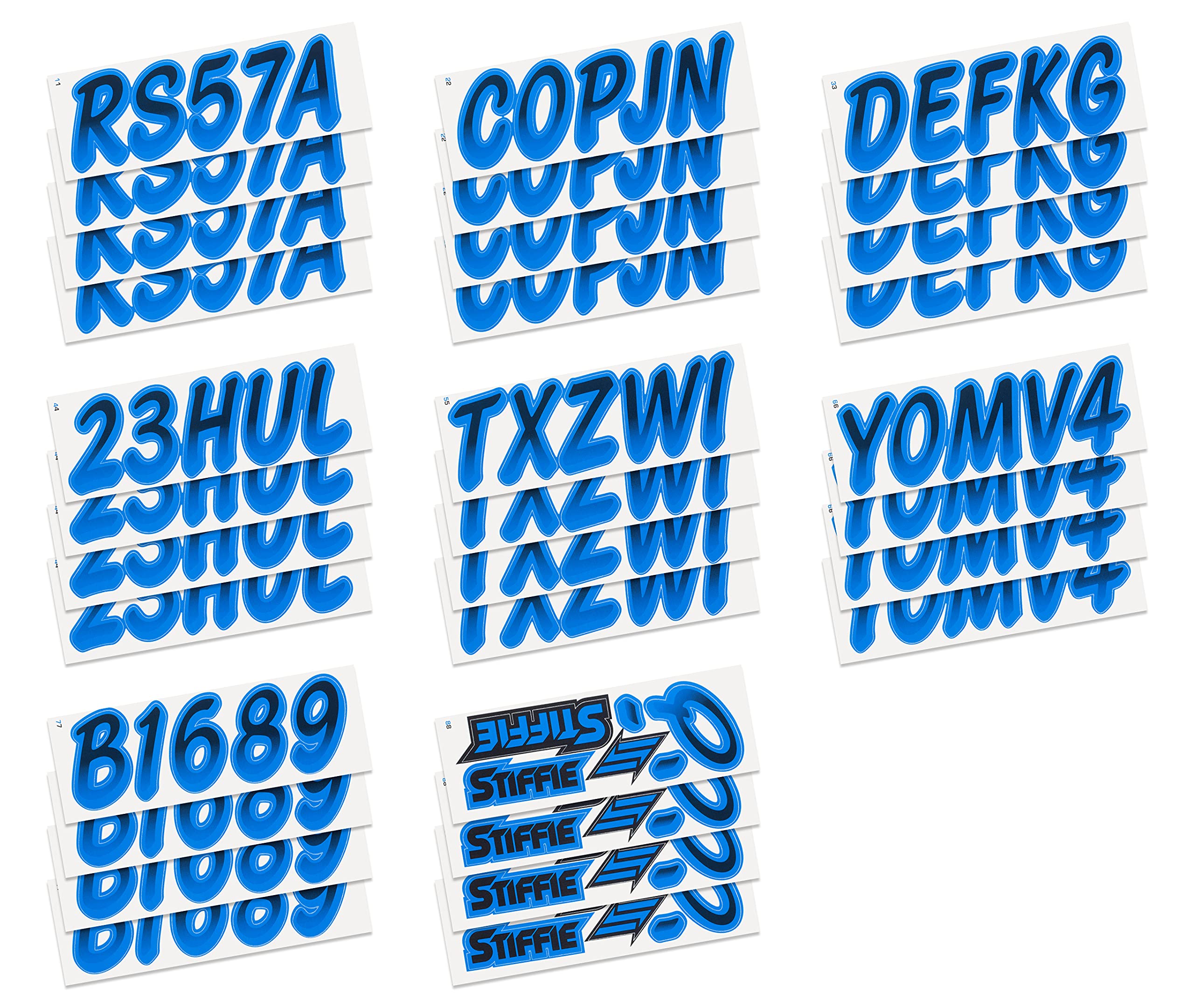 Stiffie Whipline Black/Octane 3 '' Boat & Pwc Registration Decals  Numbers Letters Stickers