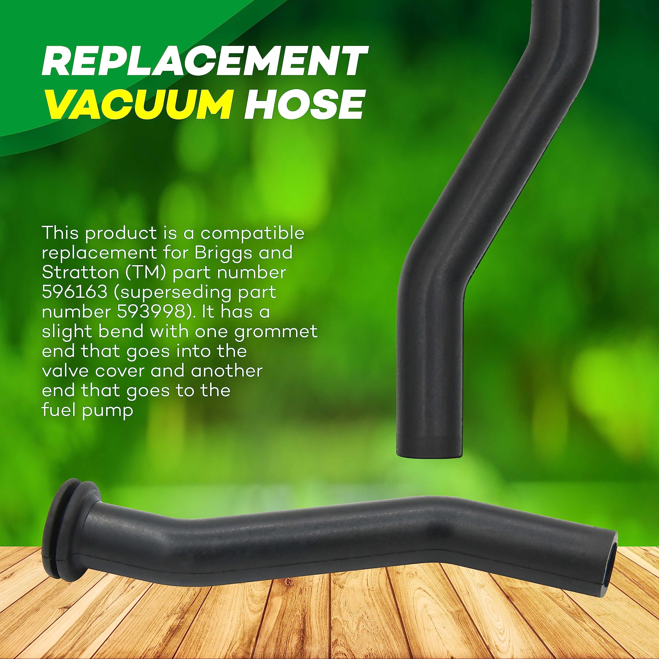 (2-Pack) Calvana 596163 Rubber Vacuum Hose, 3'' Tractor Vacuum Pump Hoses, Compatible With Briggs & Stratton, John Deere Lawnmow